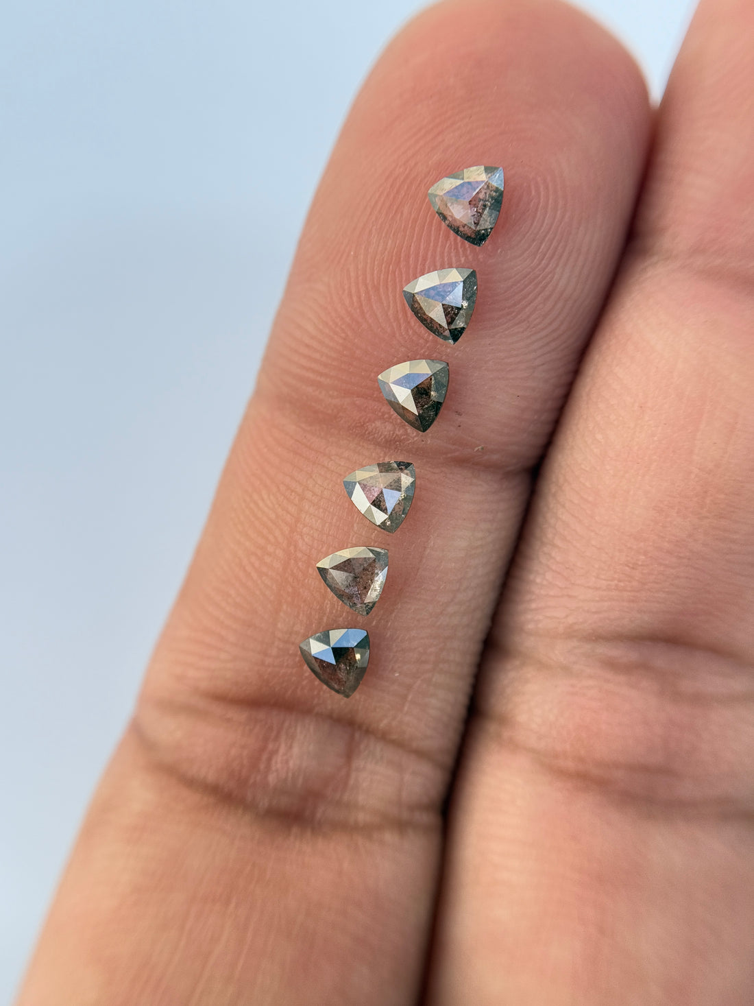 3.5 MM Triangle Rose Cut Grey Natural Galaxy Diamond