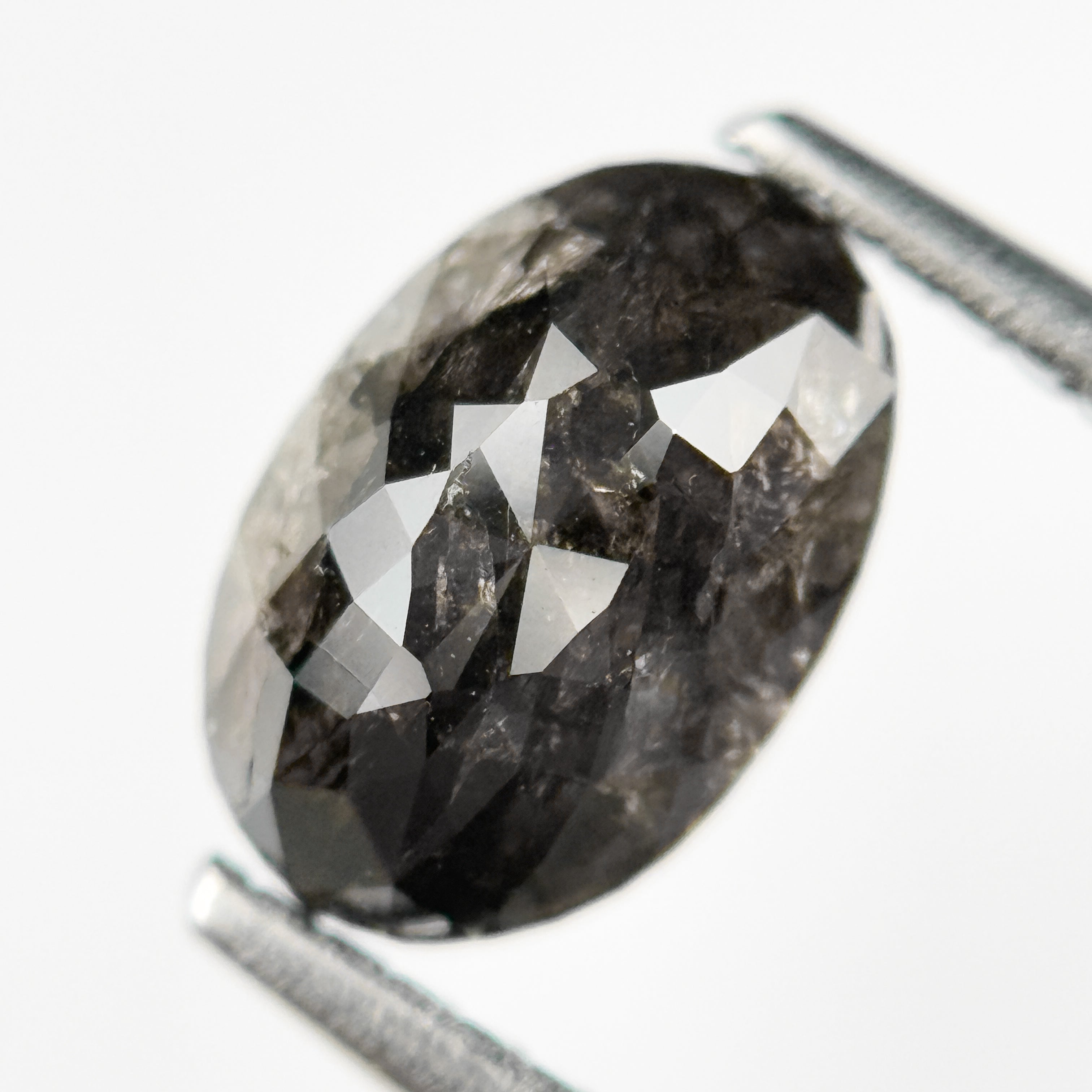1.90 Ct Oval Rose Cut Grey Natural Salt and Pepper Diamond