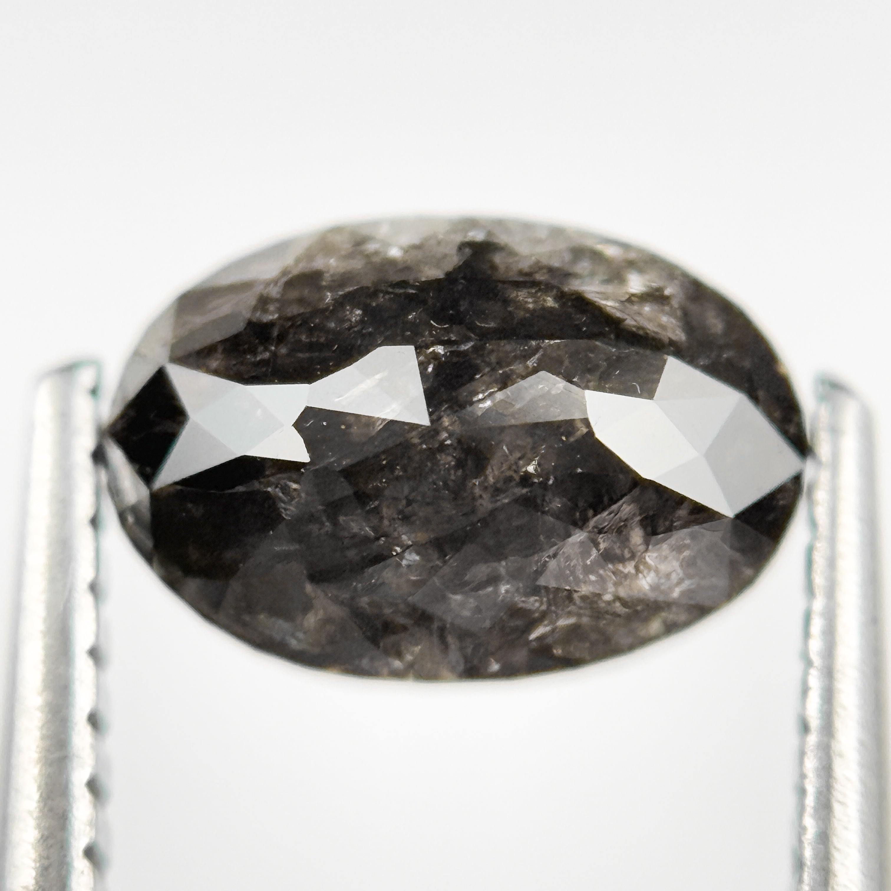 1.90 Ct Oval Rose Cut Grey Natural Salt and Pepper Diamond