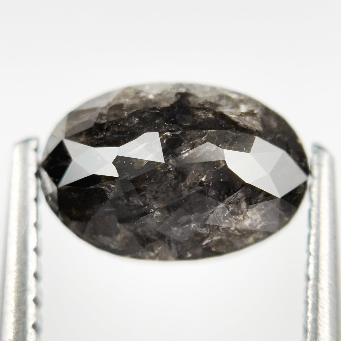 1.90 Ct Oval Rose Cut Grey Natural Salt and Pepper Diamond