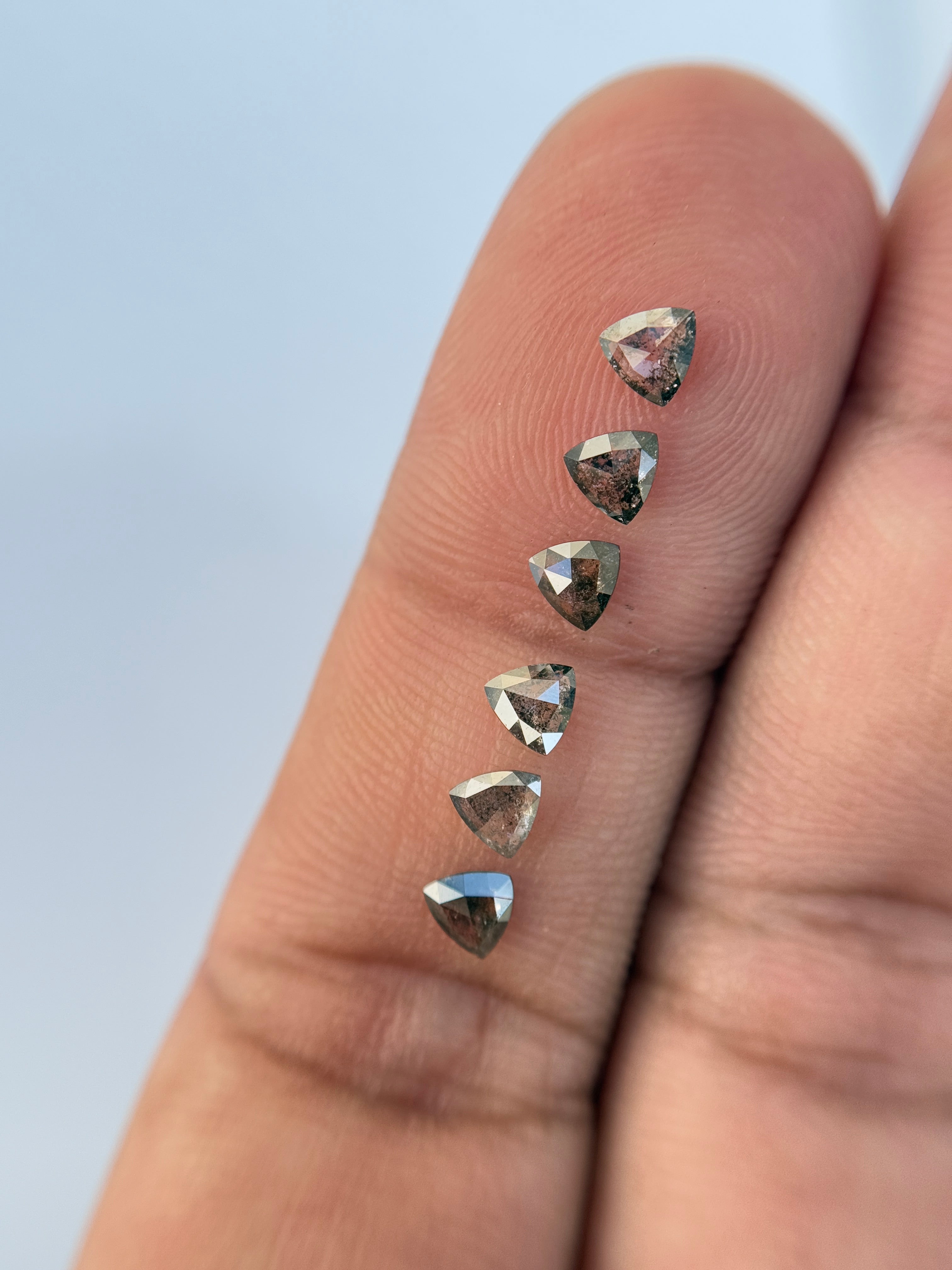 3.5 MM Triangle Rose Cut Grey Natural Galaxy Diamond