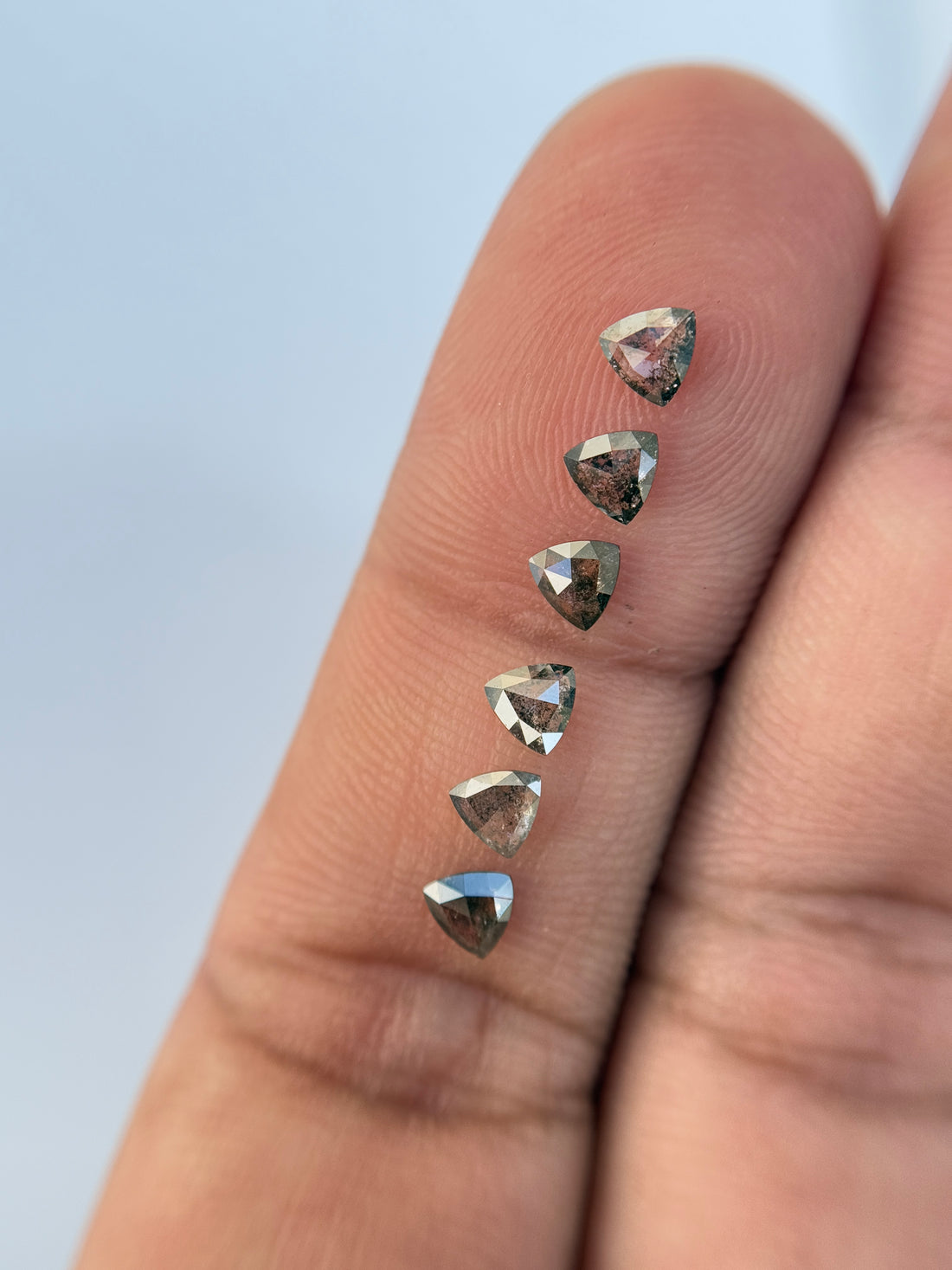 3.5 MM Triangle Rose Cut Grey Natural Galaxy Diamond