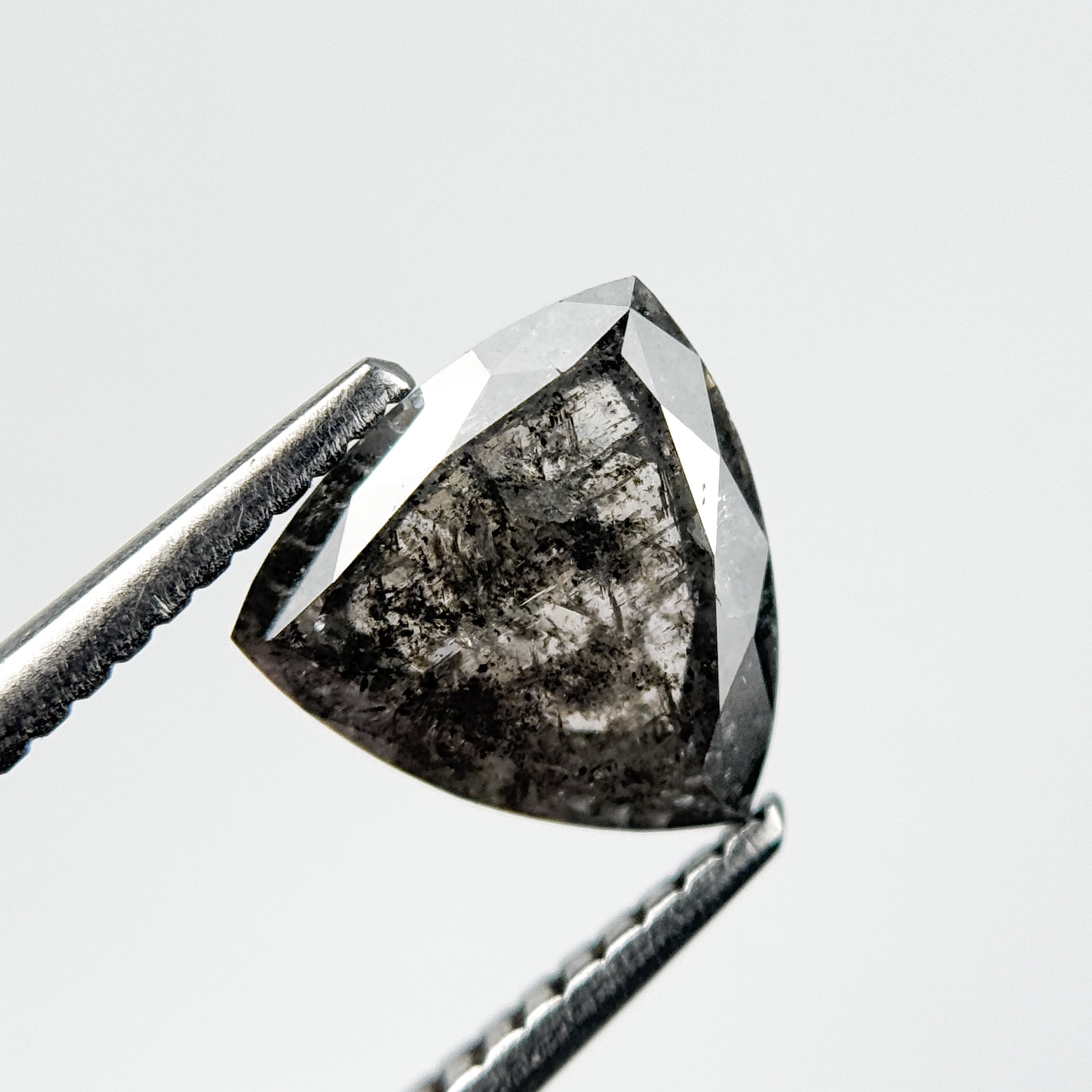 1.94 Ct Trillion Rose Cut Grey Natural Galaxy Salt and Pepper Diamond