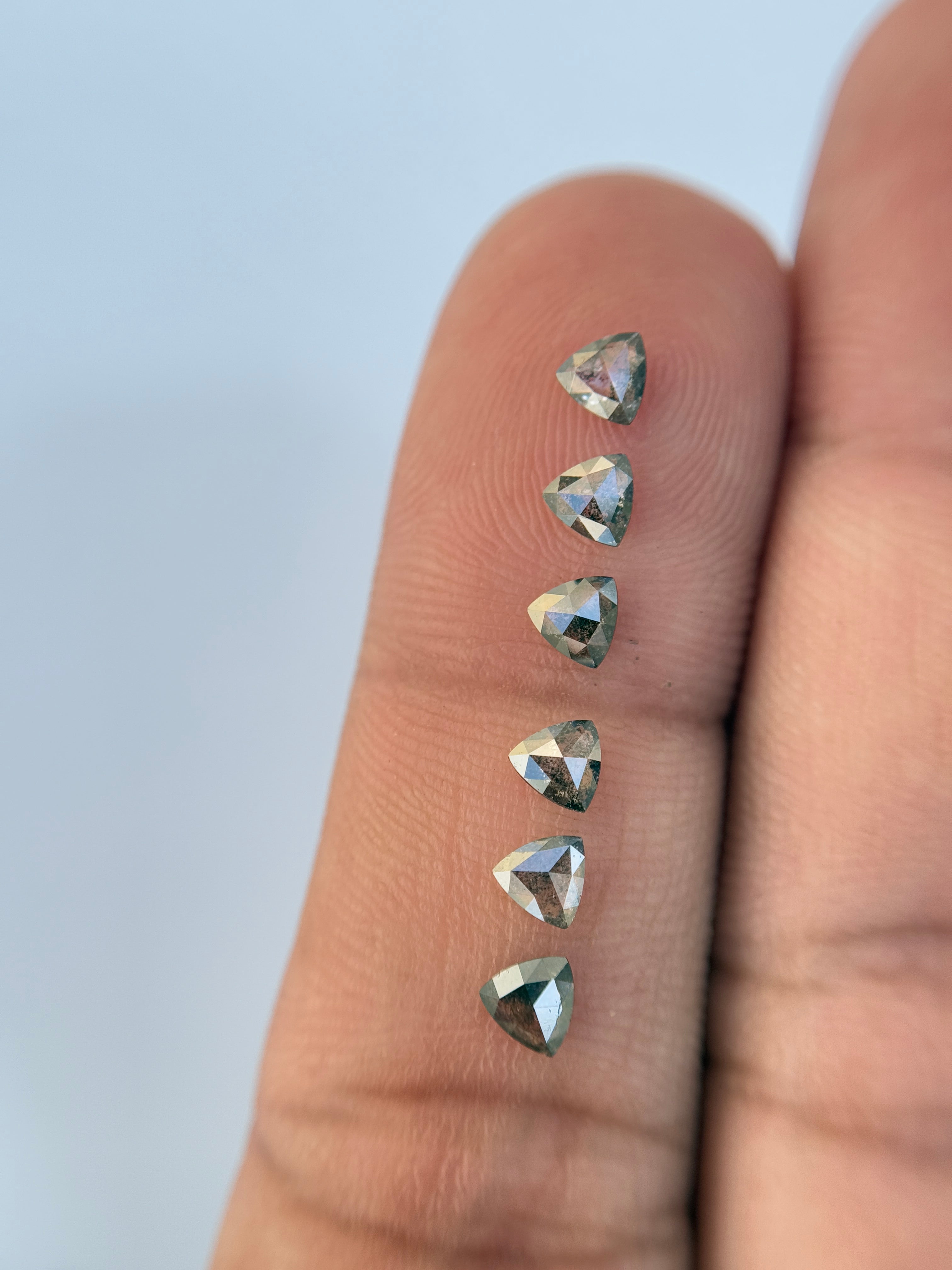 3.5 MM Triangle Rose Cut Grey Natural Galaxy Diamond