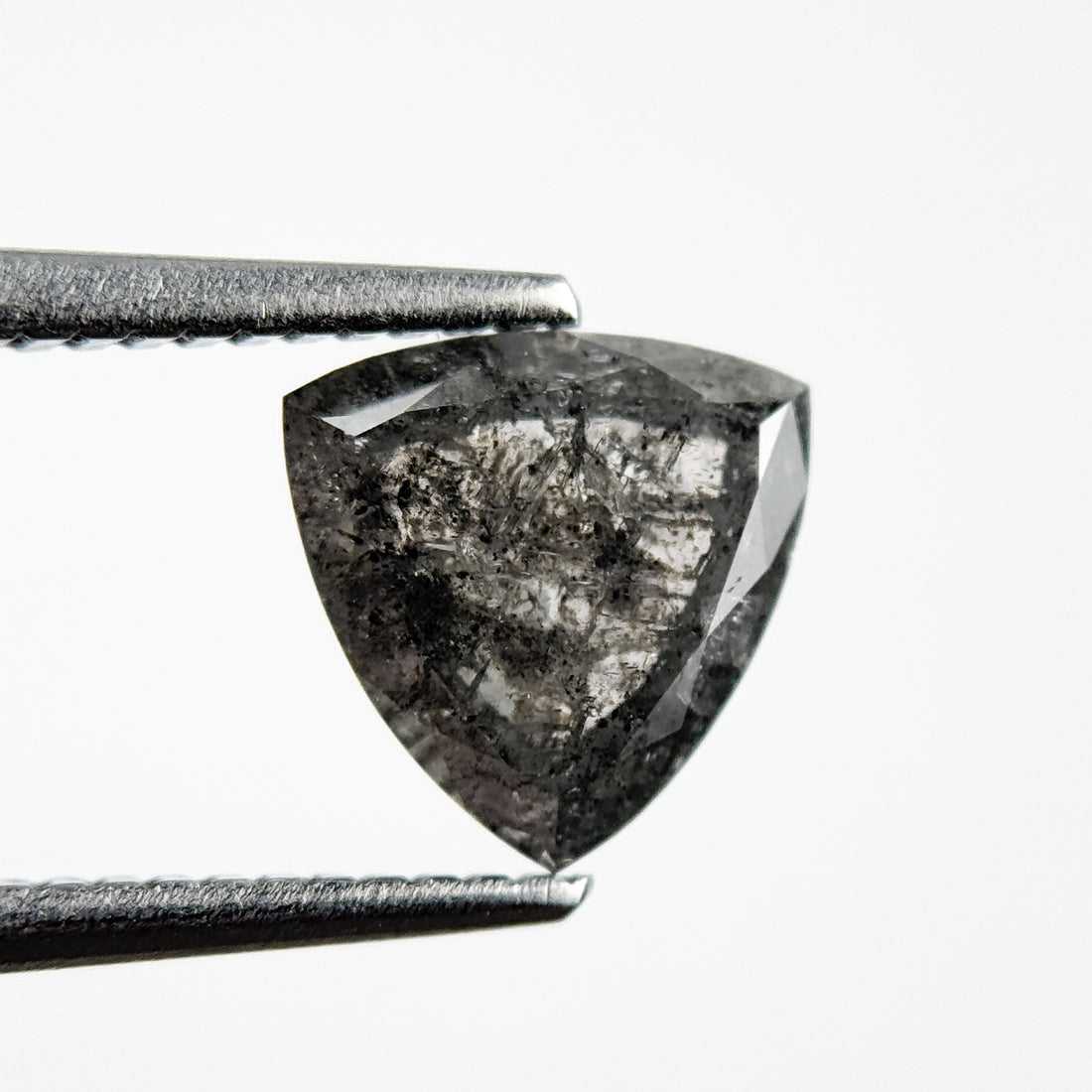 1.94 Ct Trillion Rose Cut Grey Natural Galaxy Salt and Pepper Diamond
