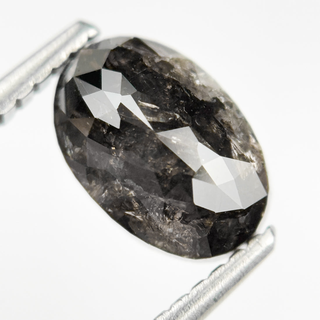 1.90 Ct Oval Rose Cut Grey Natural Salt and Pepper Diamond