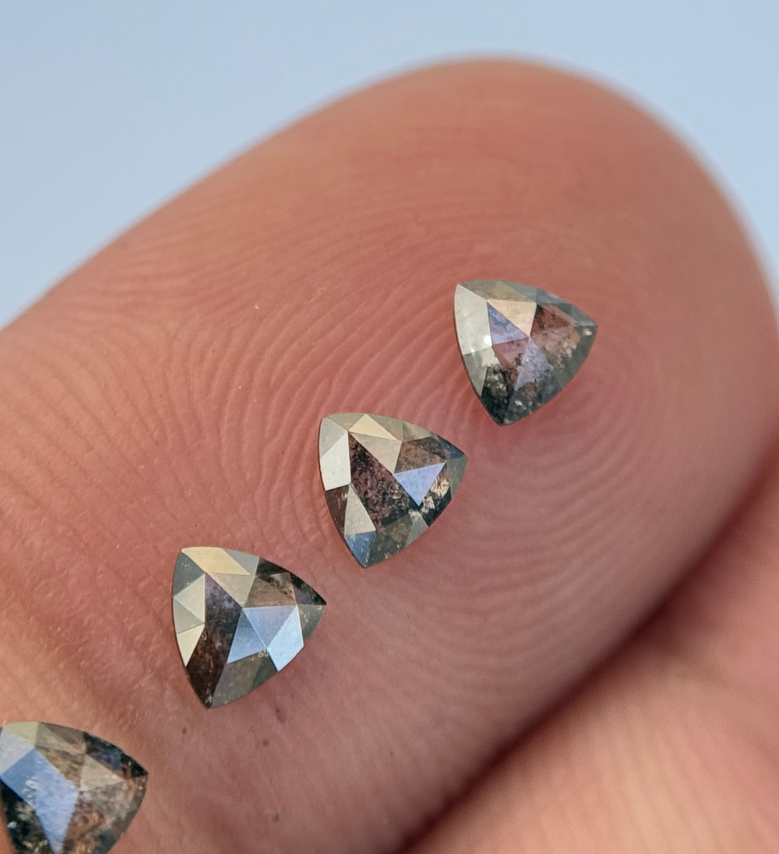 3.5 MM Triangle Rose Cut Grey Natural Galaxy Diamond