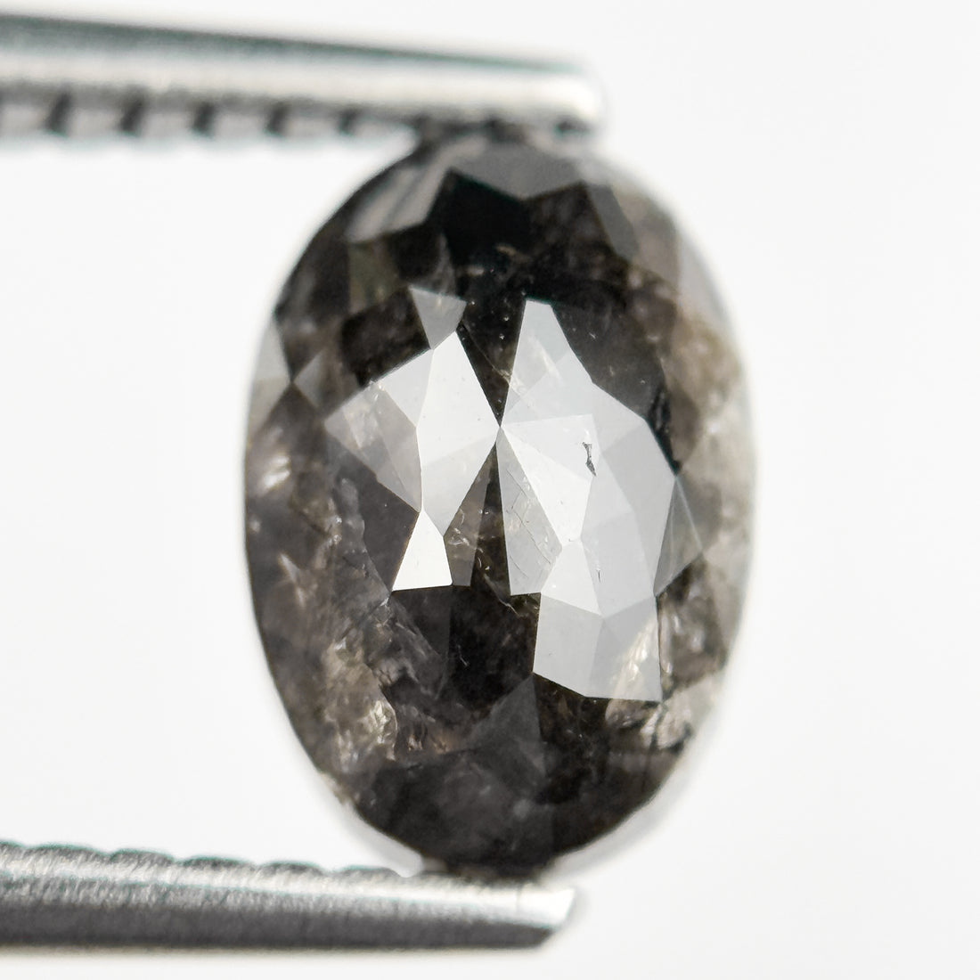 1.90 Ct Oval Rose Cut Grey Natural Salt and Pepper Diamond