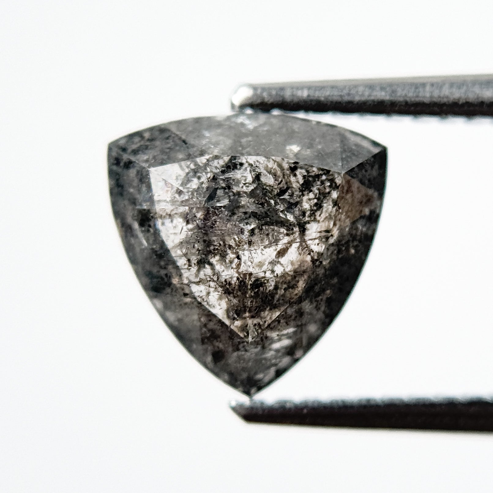 1.94 Ct Trillion Rose Cut Grey Natural Galaxy Salt and Pepper Diamond