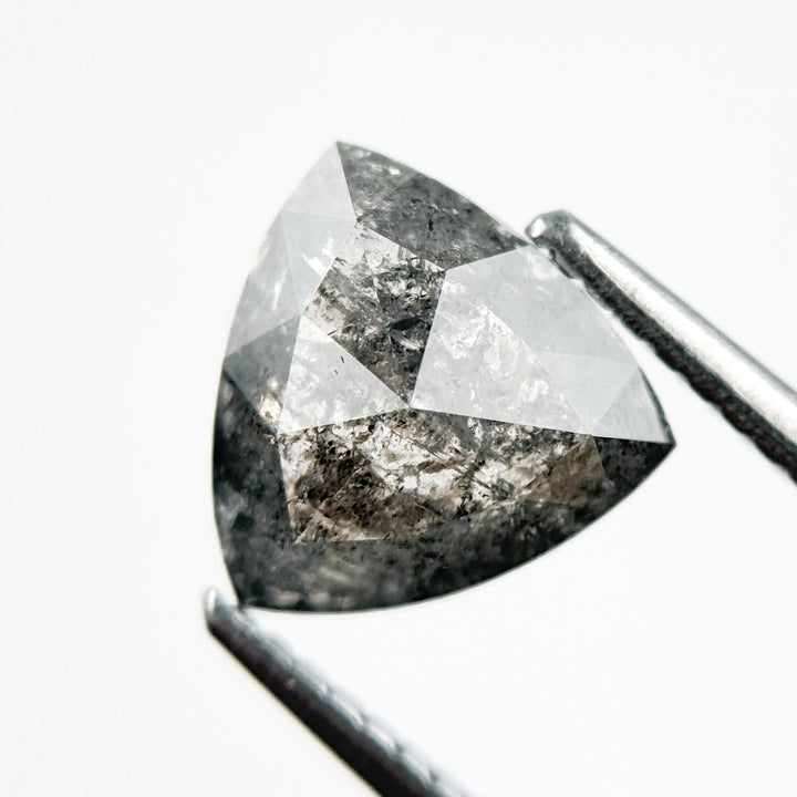 1.94 Ct Trillion Rose Cut Grey Natural Galaxy Salt and Pepper Diamond