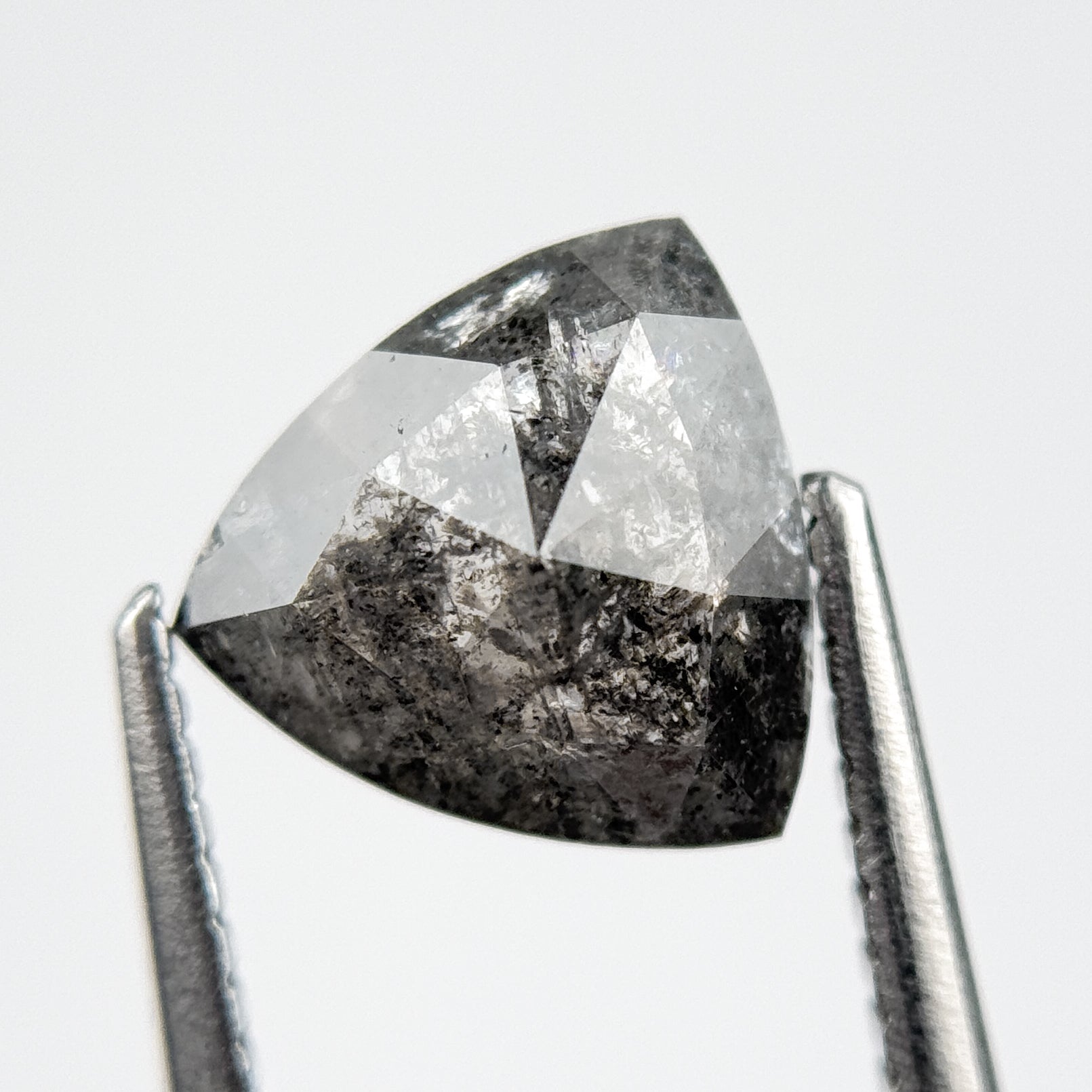 1.94 Ct Trillion Rose Cut Grey Natural Galaxy Salt and Pepper Diamond