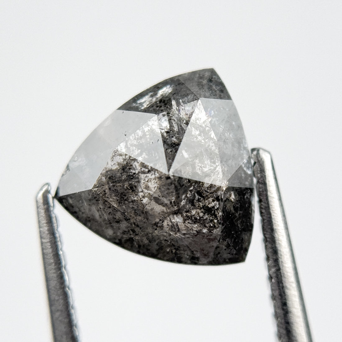 1.94 Ct Trillion Rose Cut Grey Natural Galaxy Salt and Pepper Diamond