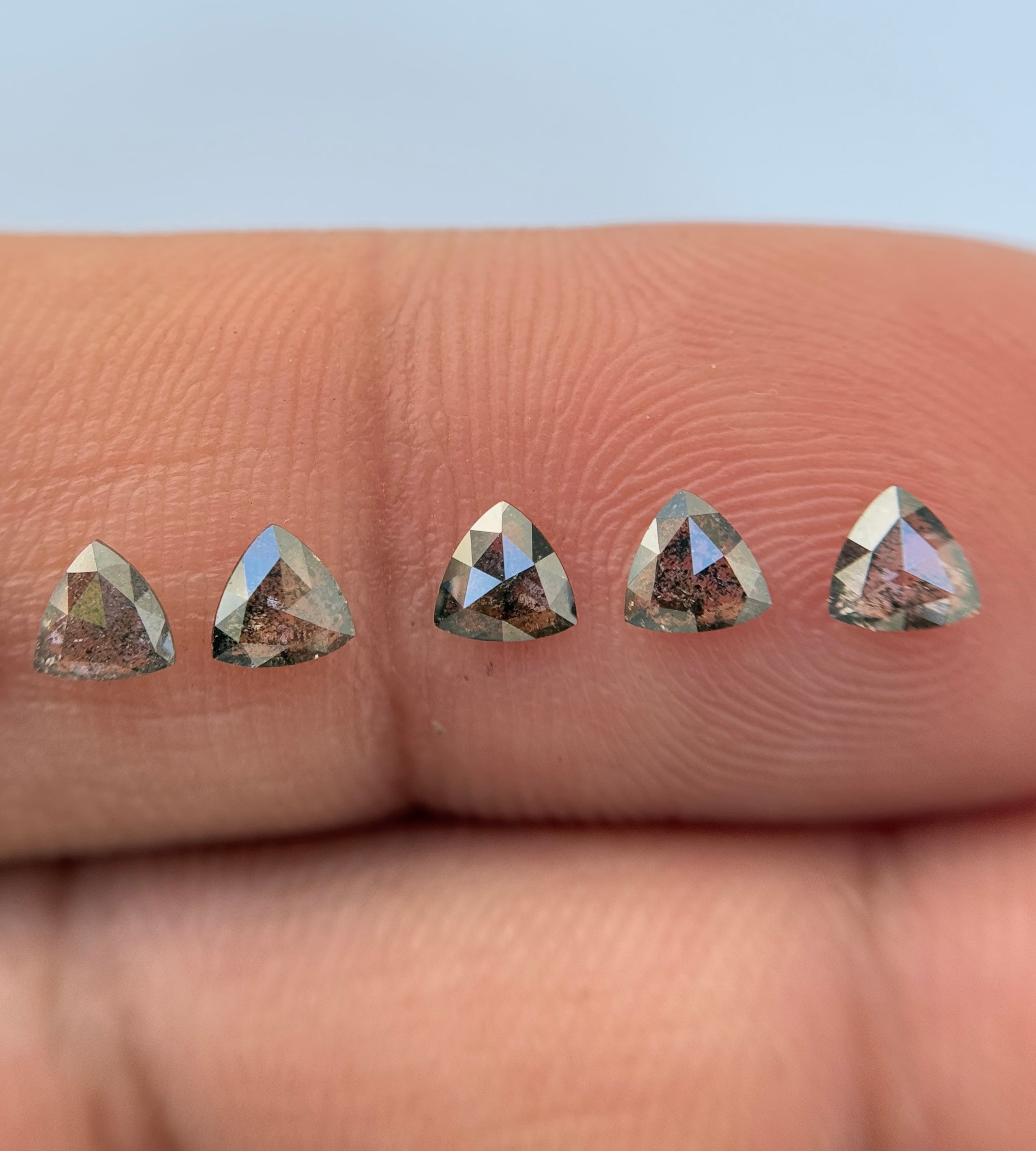3.5 MM Triangle Rose Cut Grey Natural Galaxy Diamond
