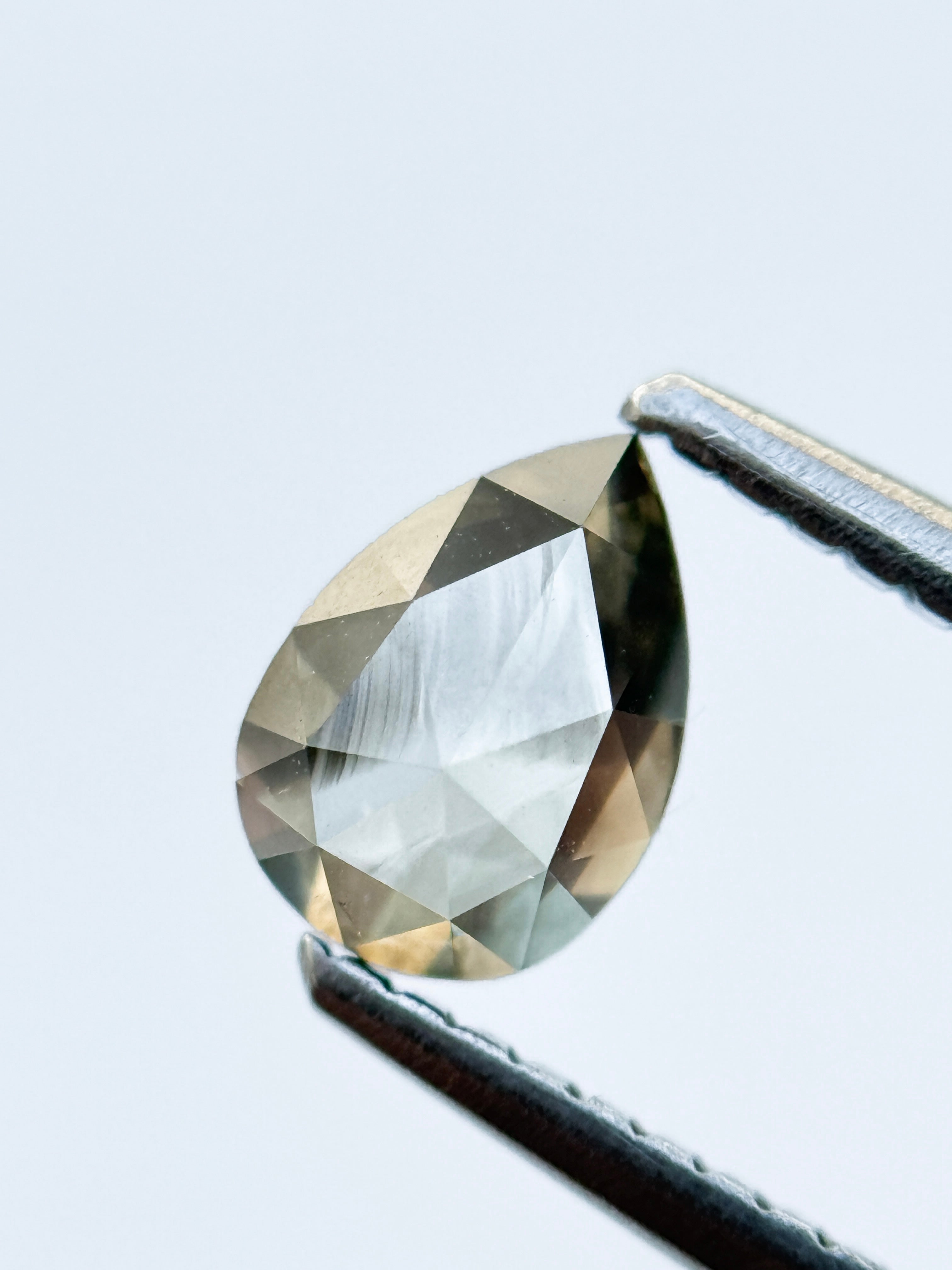 0.82 Ct Pear Rose Cut Grey Natural Galaxy Diamond