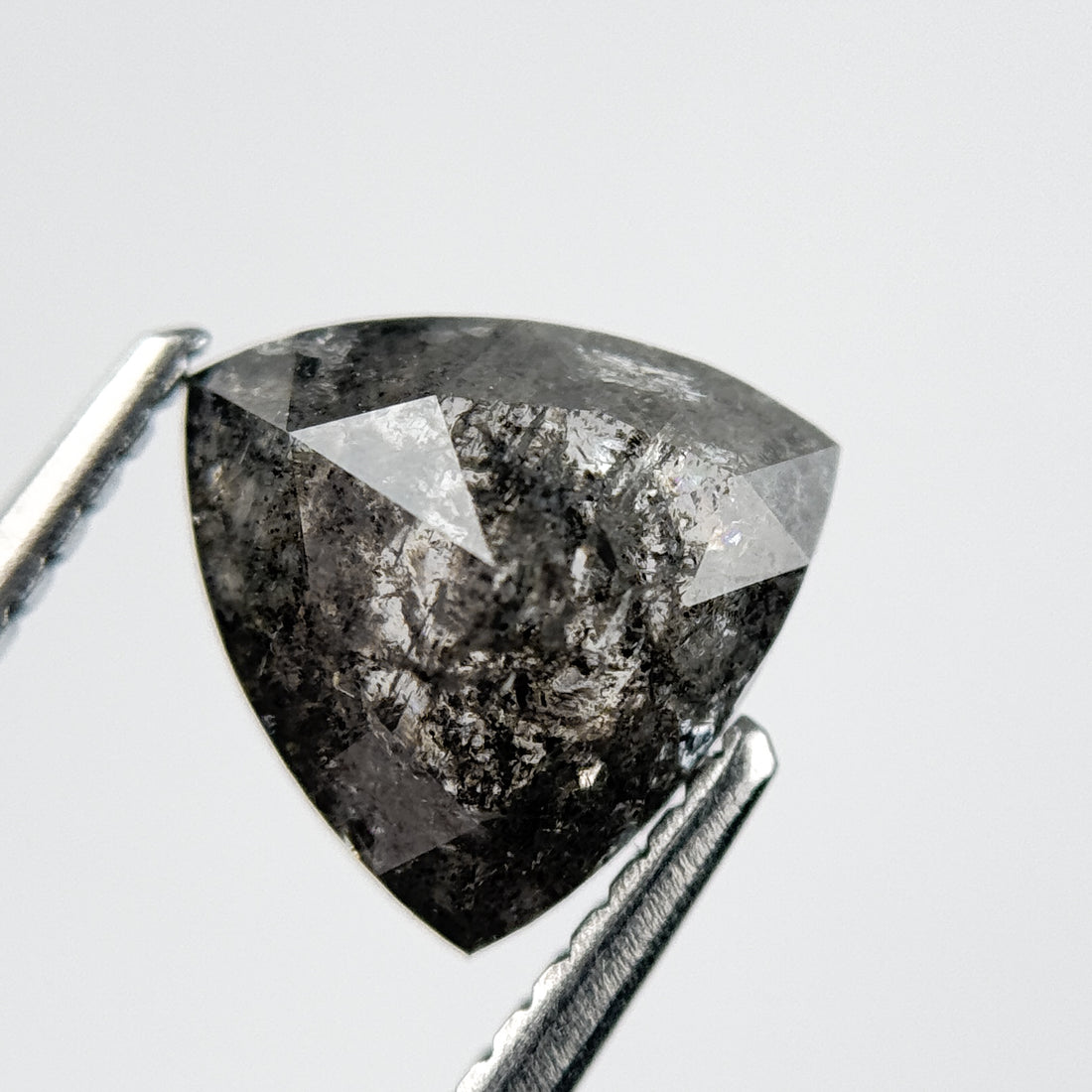 1.94 Ct Trillion Rose Cut Grey Natural Galaxy Salt and Pepper Diamond