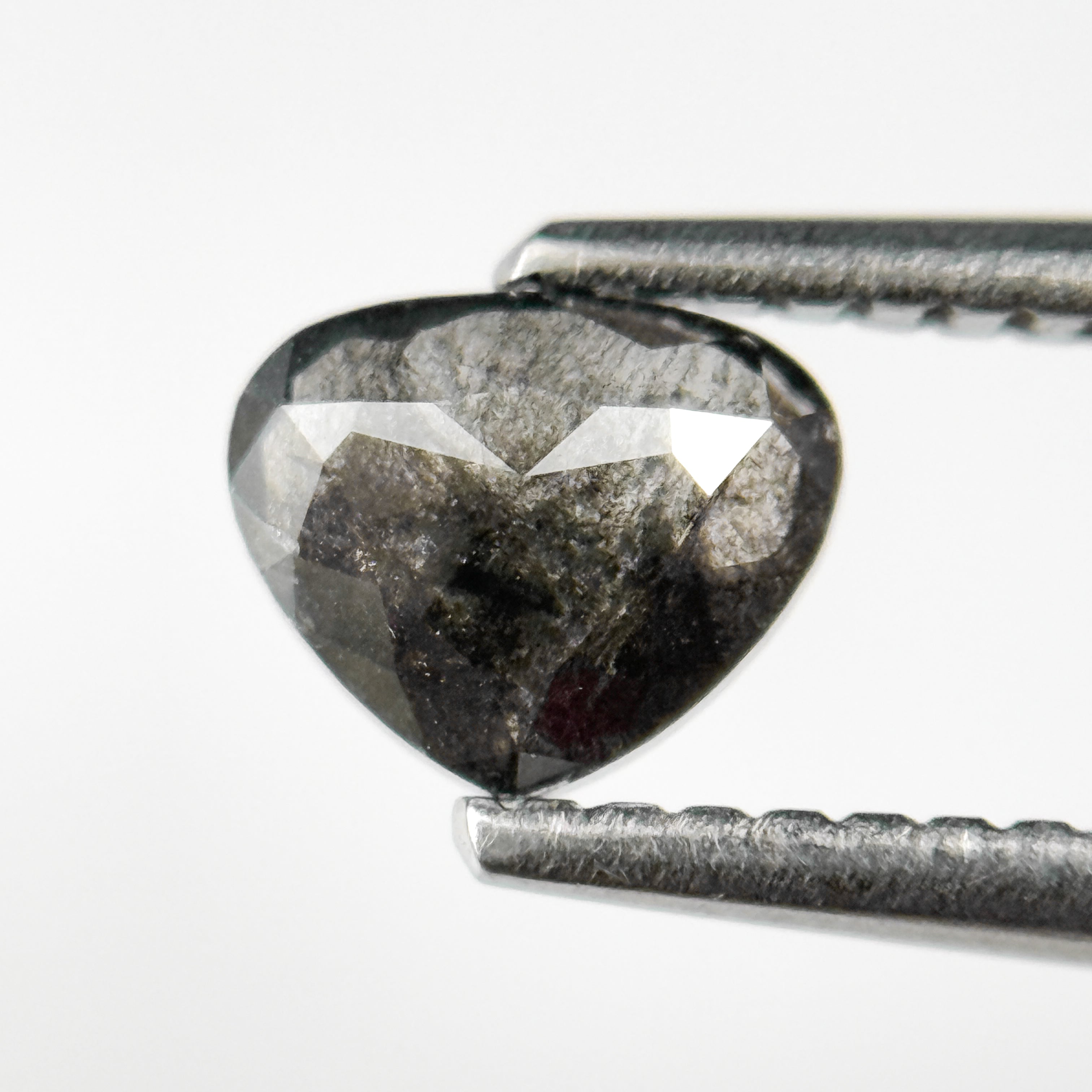 0.65 Ct Heart Rose Cut Grey Natural Salt and Pepper Diamond