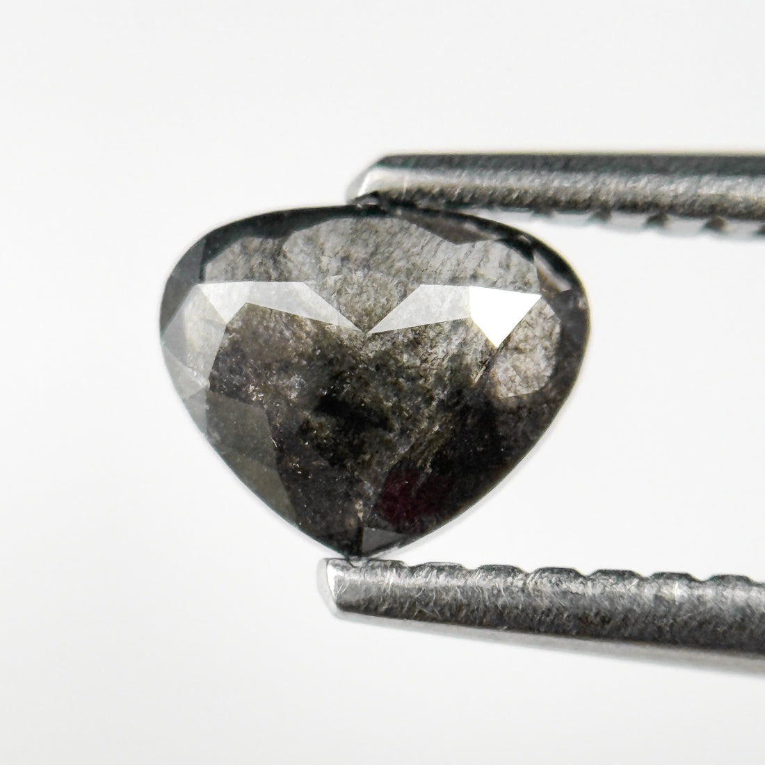0.65 Ct Heart Rose Cut Grey Natural Salt and Pepper Diamond