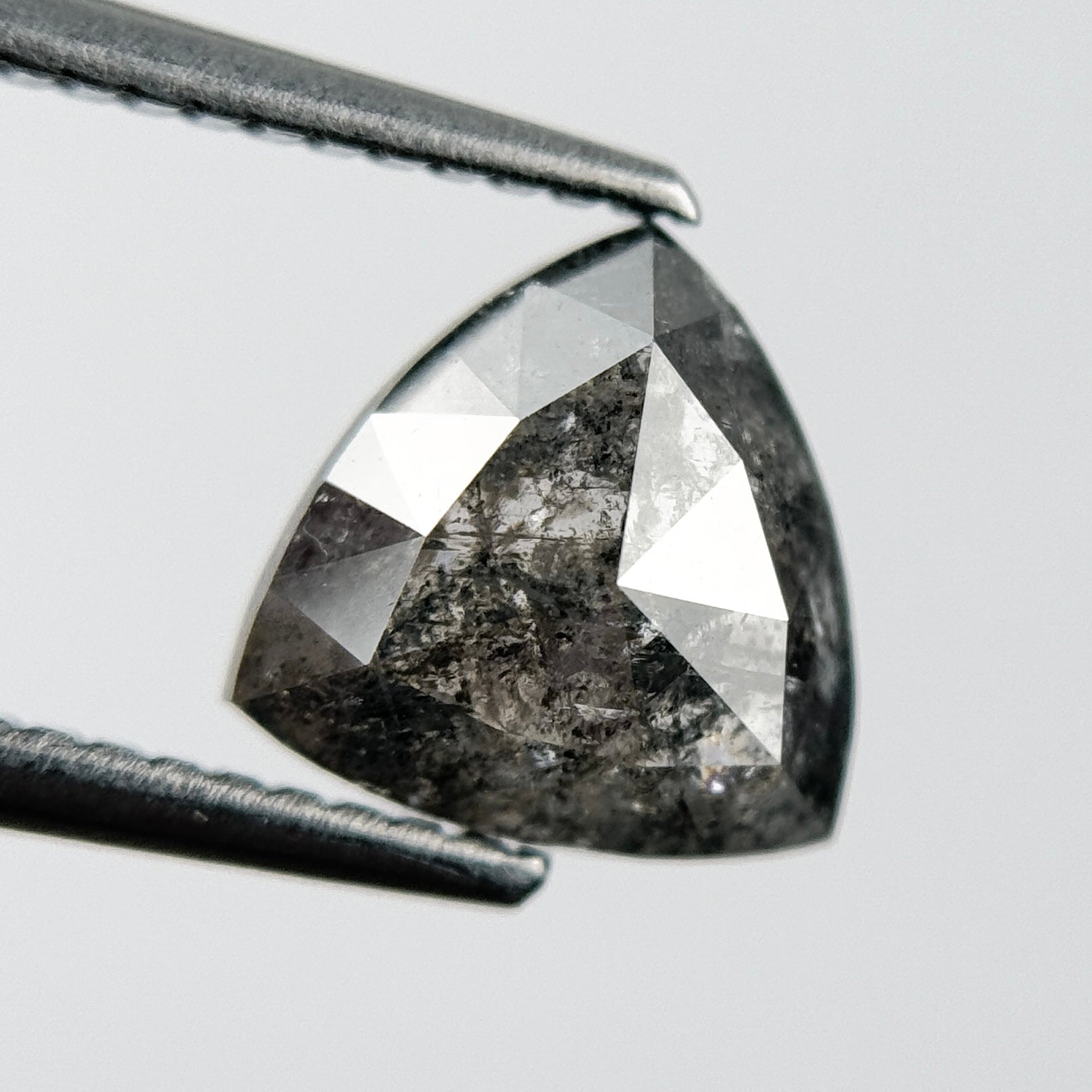 1.94 Ct Trillion Rose Cut Grey Natural Galaxy Salt and Pepper Diamond