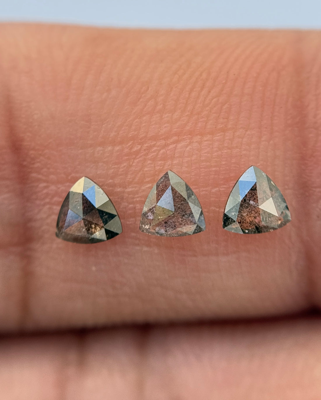 3.5 MM Triangle Rose Cut Grey Natural Galaxy Diamond