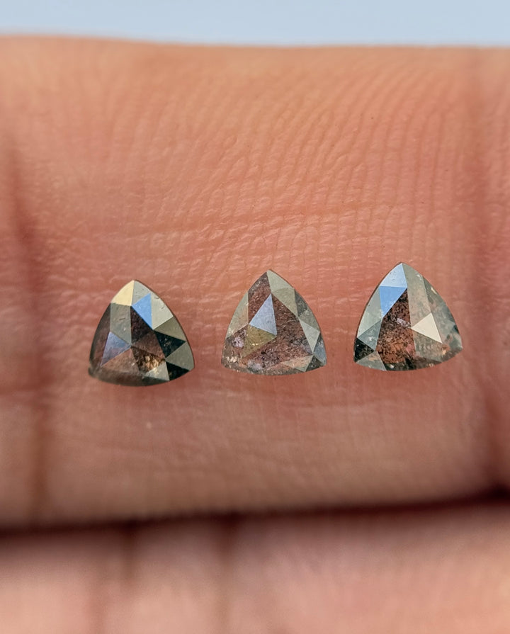3.5 MM Triangle Rose Cut Grey Natural Galaxy Diamond