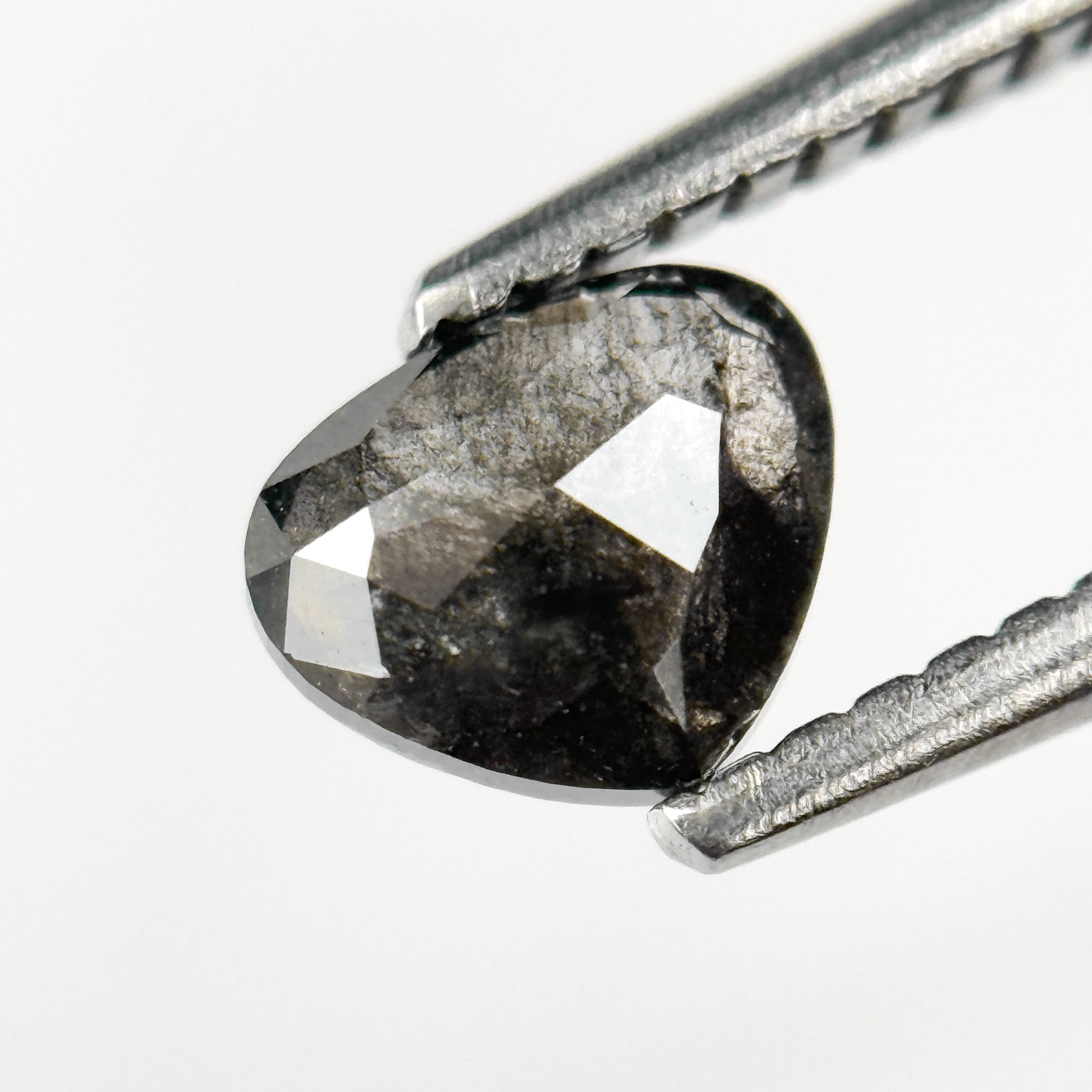 0.65 Ct Heart Rose Cut Grey Natural Salt and Pepper Diamond