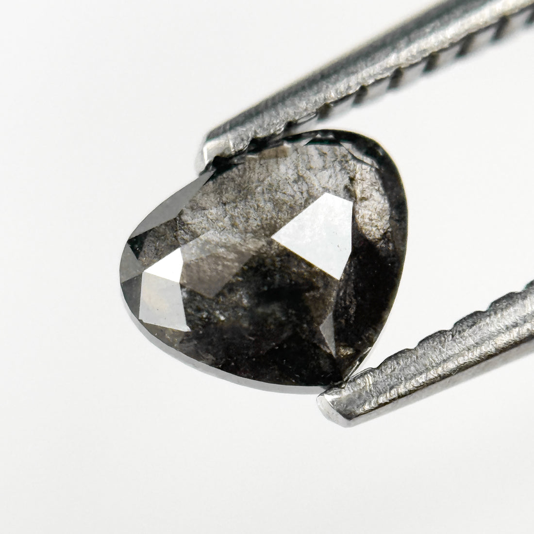 0.65 Ct Heart Rose Cut Grey Natural Salt and Pepper Diamond
