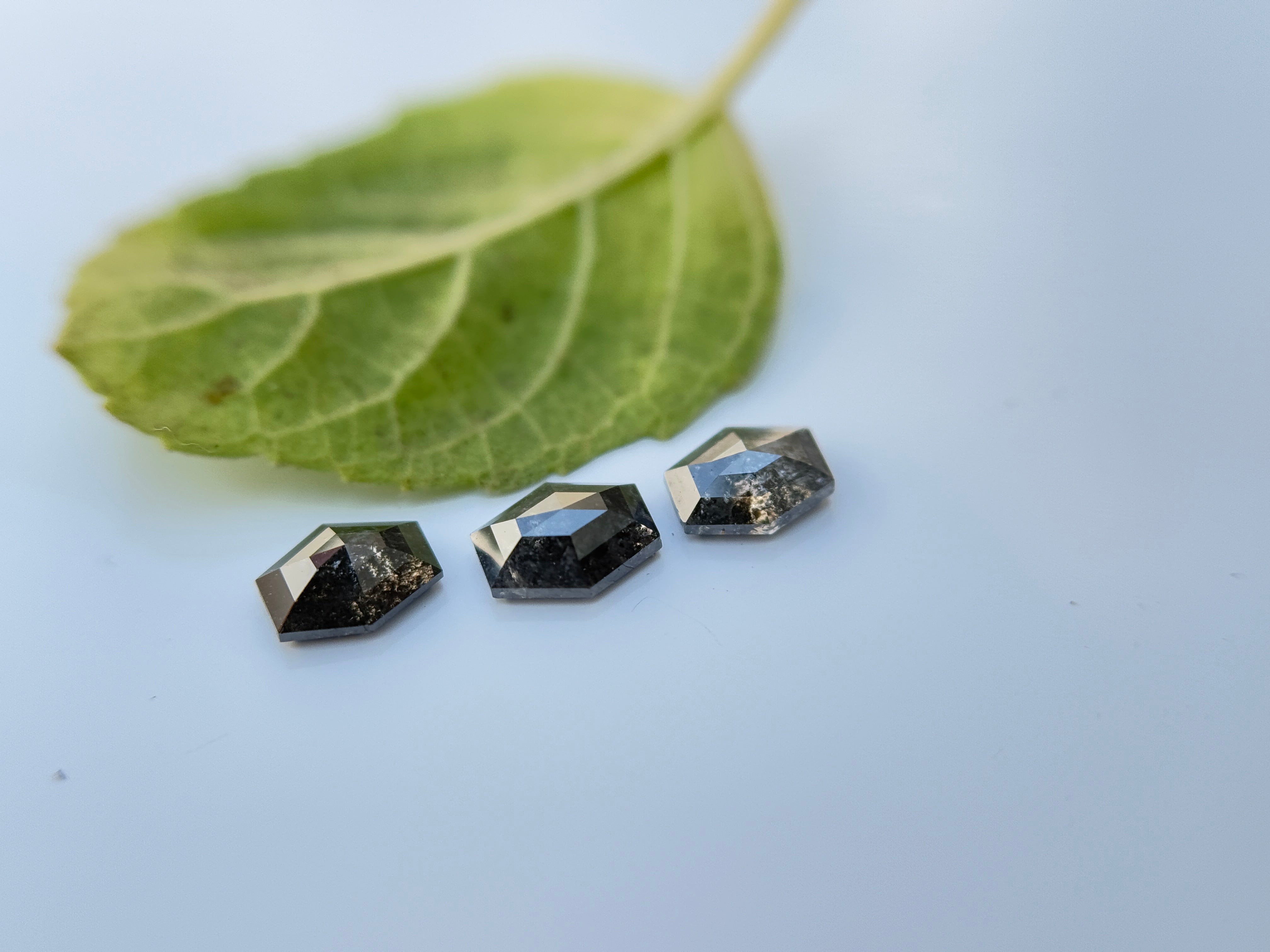 1 Ct Hexagon Rose Cut Grey Natural Salt and Pepper Diamond