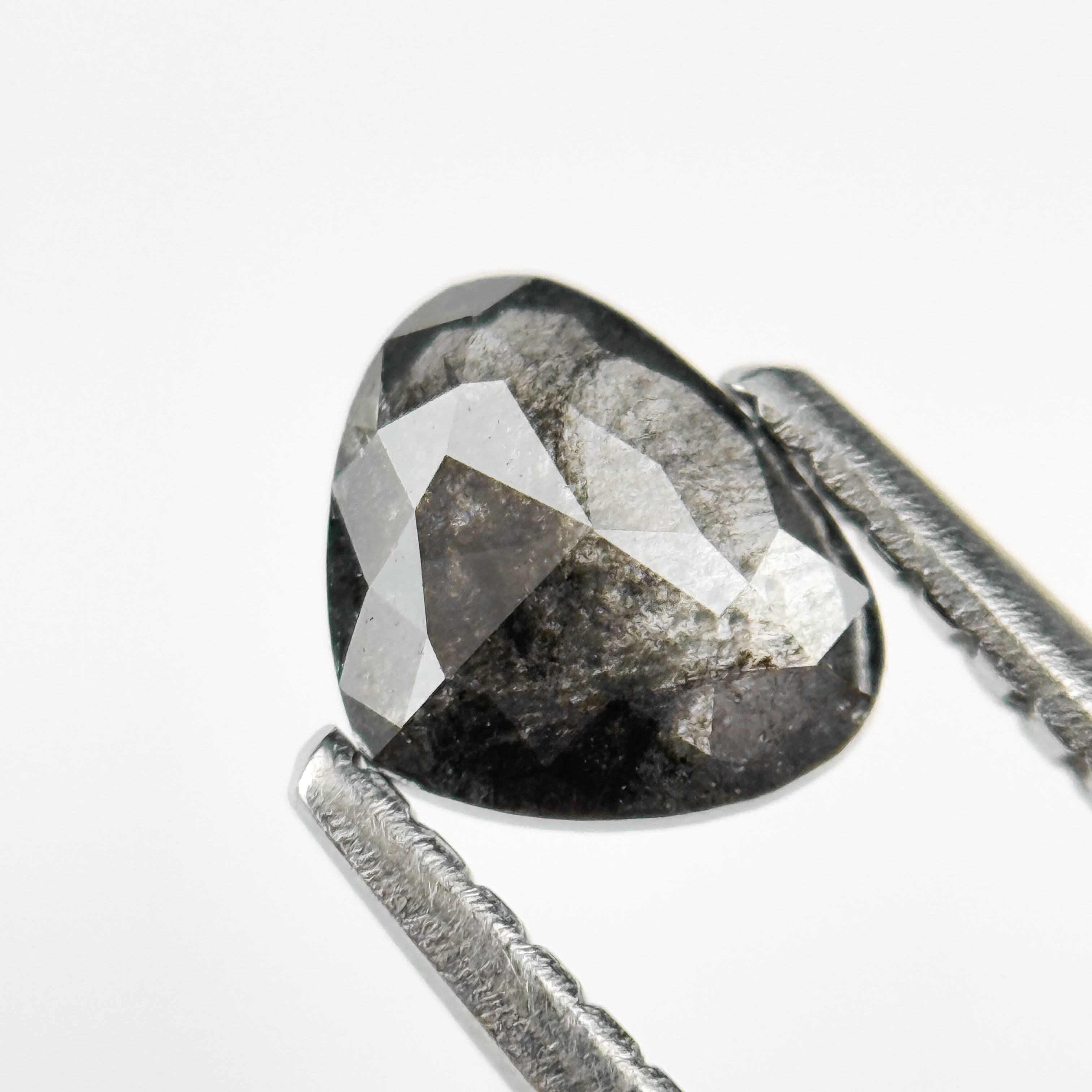 0.65 Ct Heart Rose Cut Grey Natural Salt and Pepper Diamond