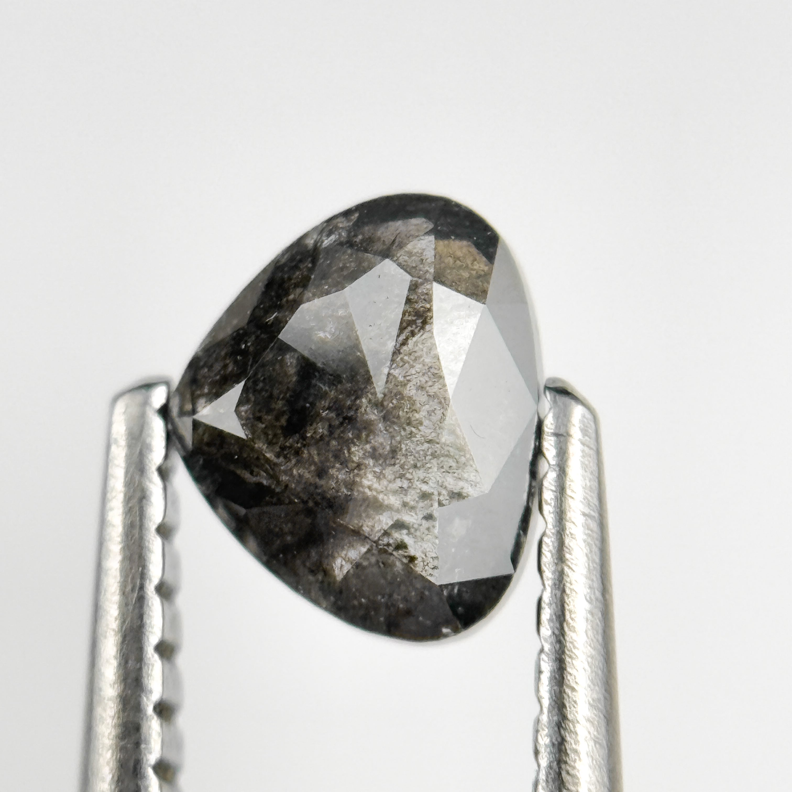 0.65 Ct Heart Rose Cut Grey Natural Salt and Pepper Diamond