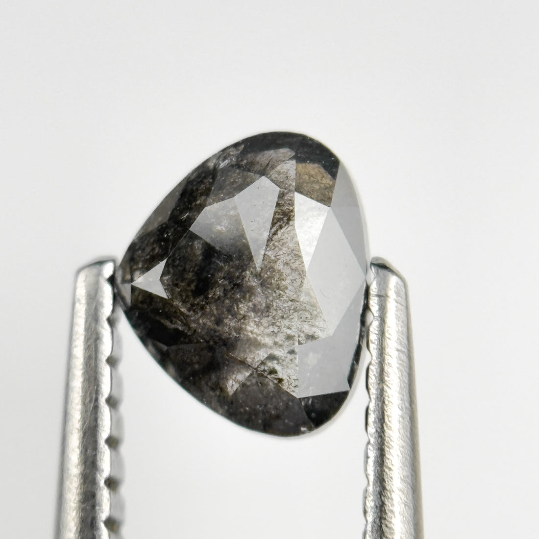 0.65 Ct Heart Rose Cut Grey Natural Salt and Pepper Diamond