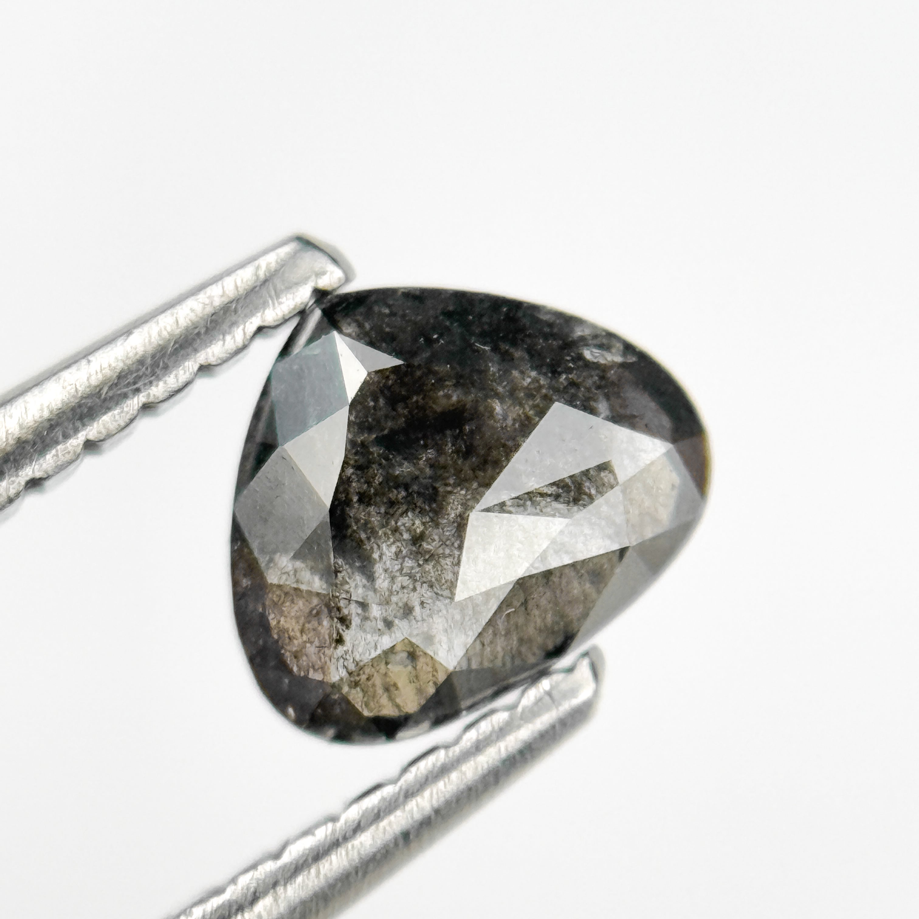 0.65 Ct Heart Rose Cut Grey Natural Salt and Pepper Diamond