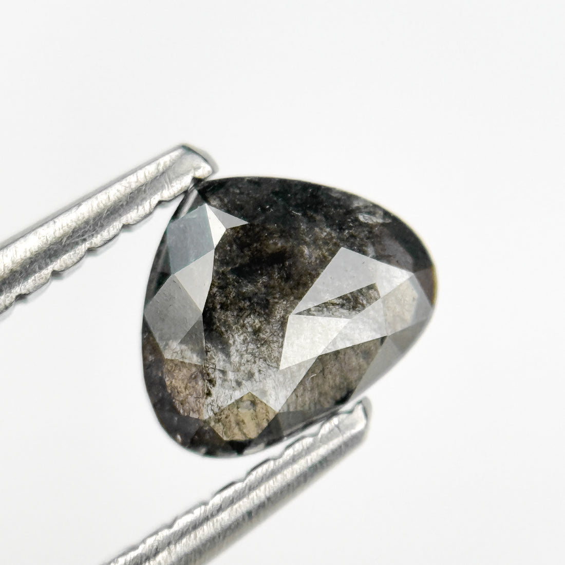 0.65 Ct Heart Rose Cut Grey Natural Salt and Pepper Diamond