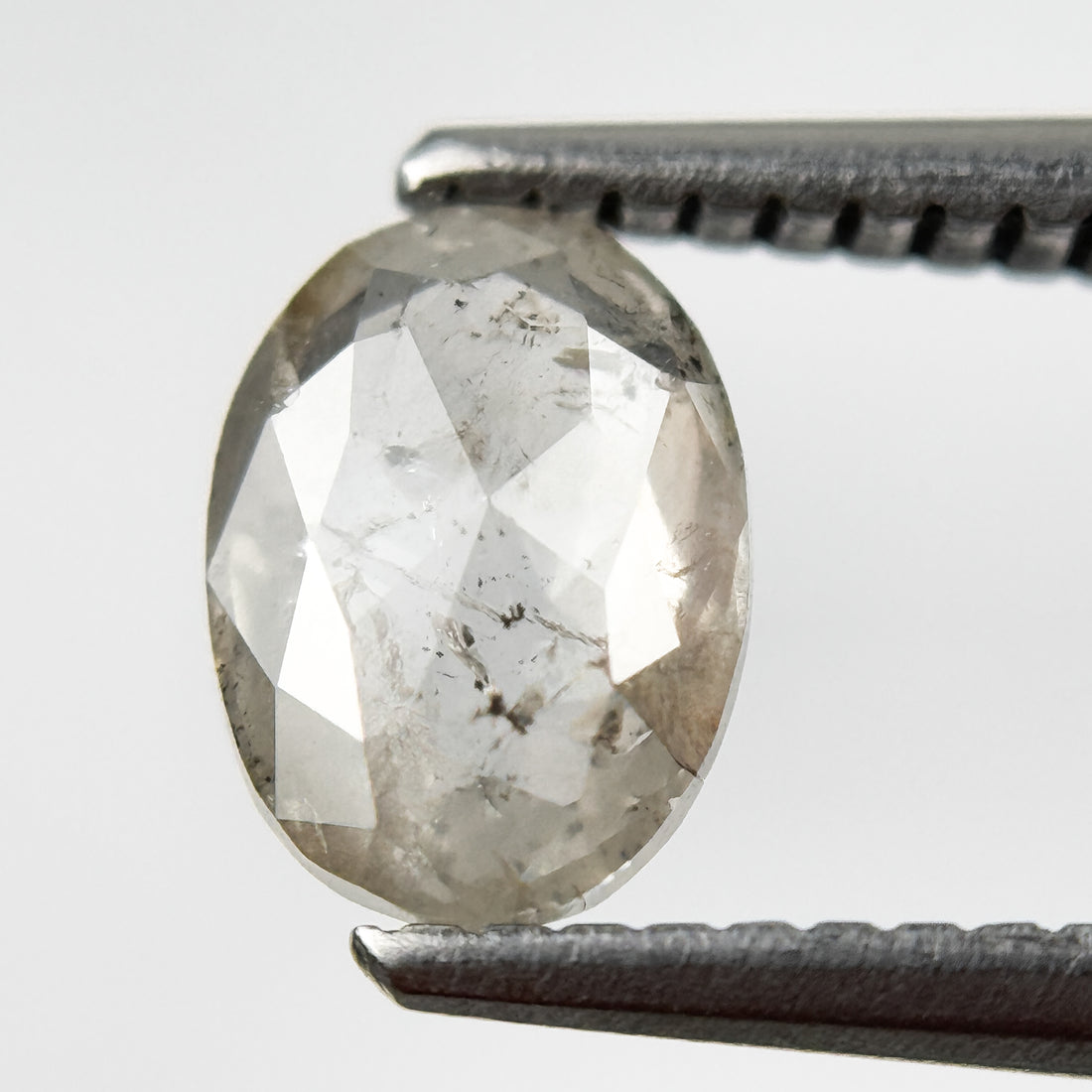 1.03 Ct Oval Rose Cut White Natural Salt and Pepper Diamond