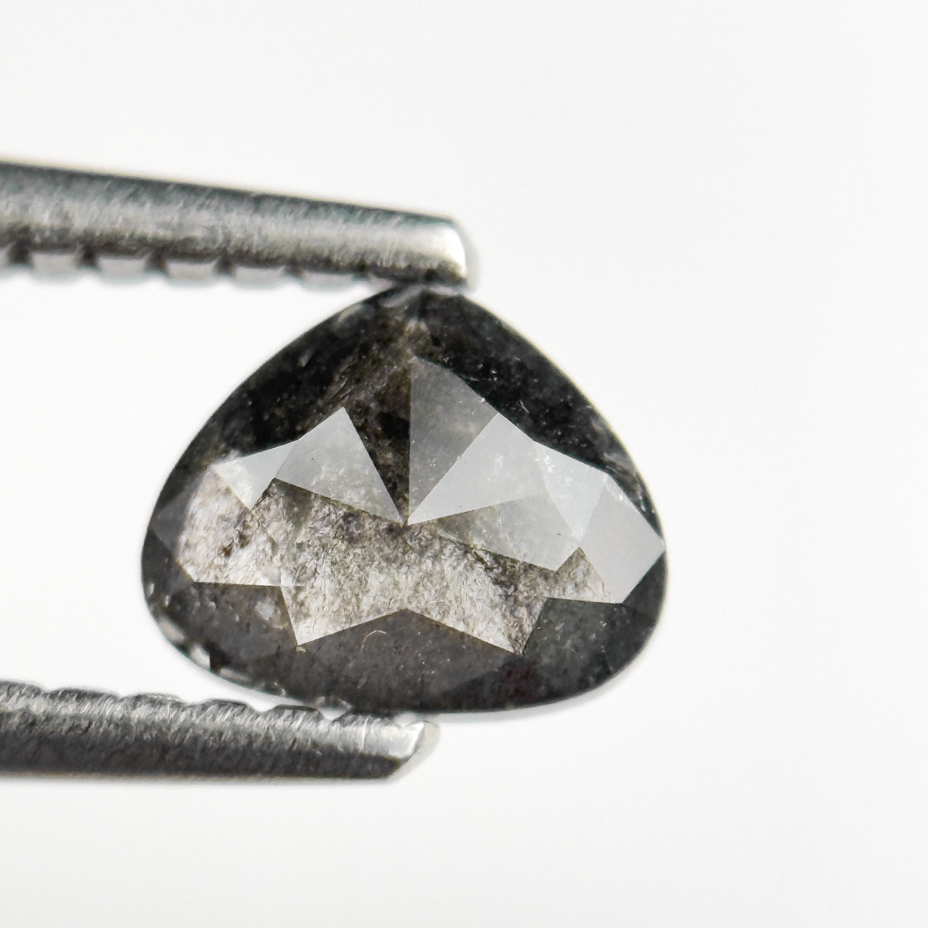 0.65 Ct Heart Rose Cut Grey Natural Salt and Pepper Diamond