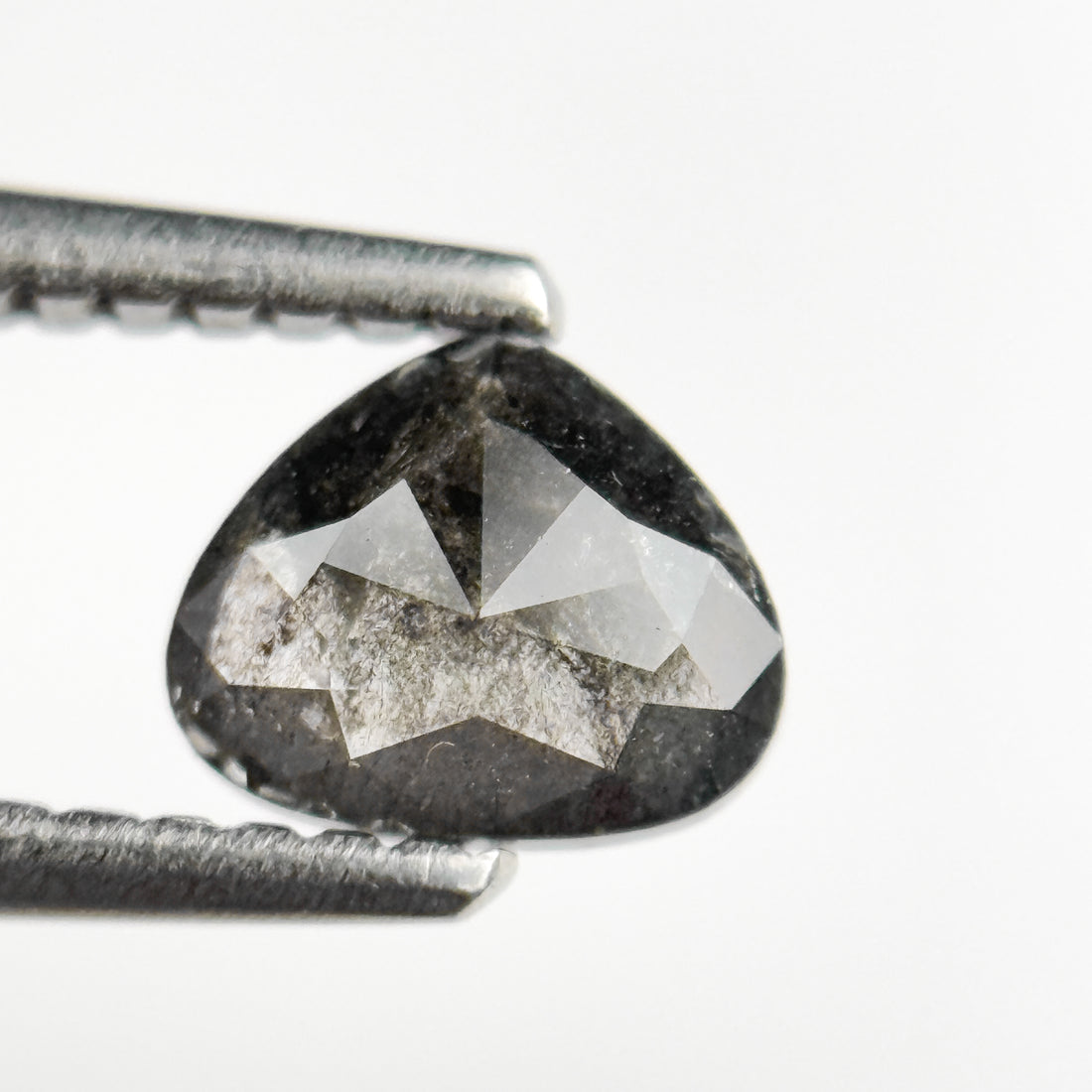 0.65 Ct Heart Rose Cut Grey Natural Salt and Pepper Diamond