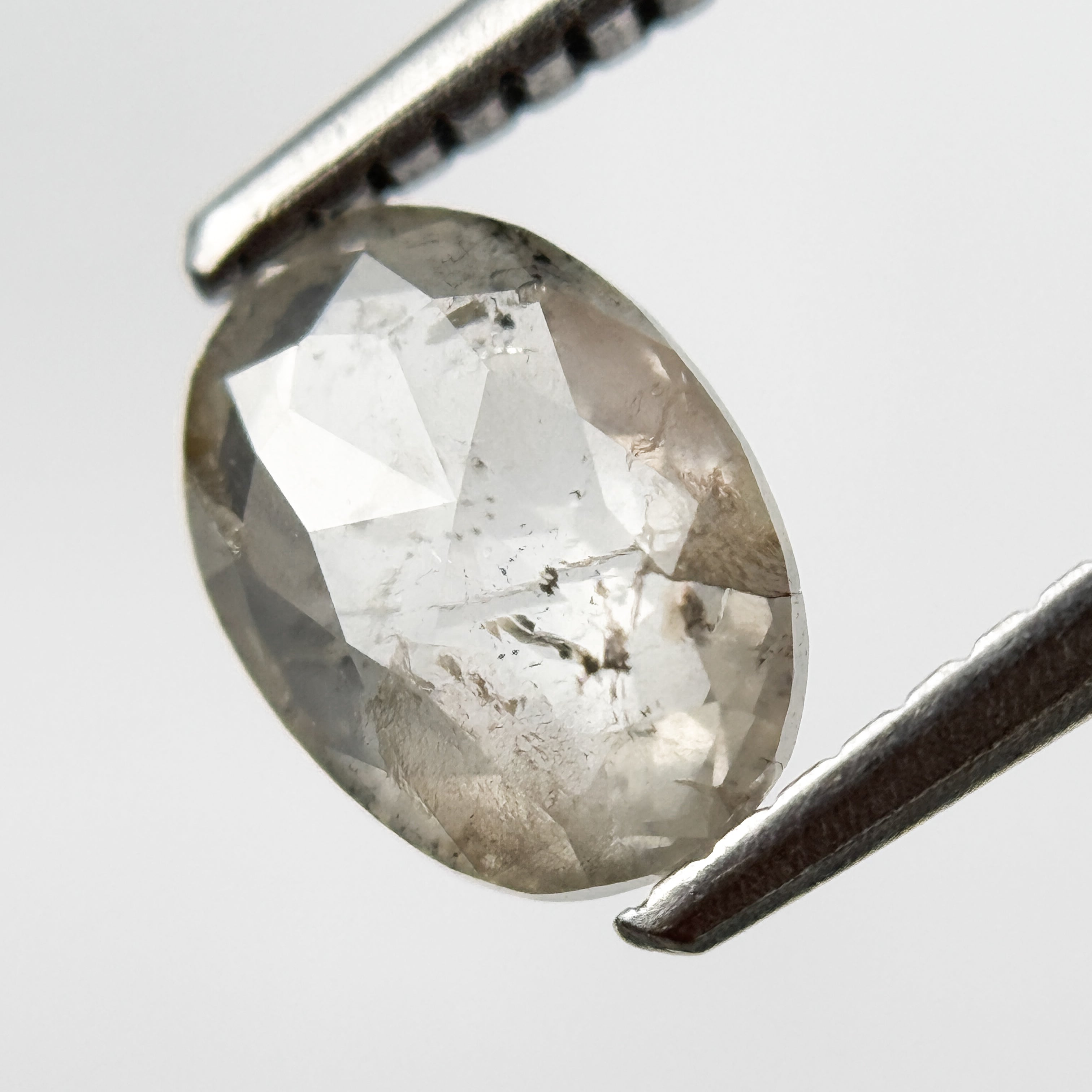 1.03 Ct Oval Rose Cut White Natural Salt and Pepper Diamond