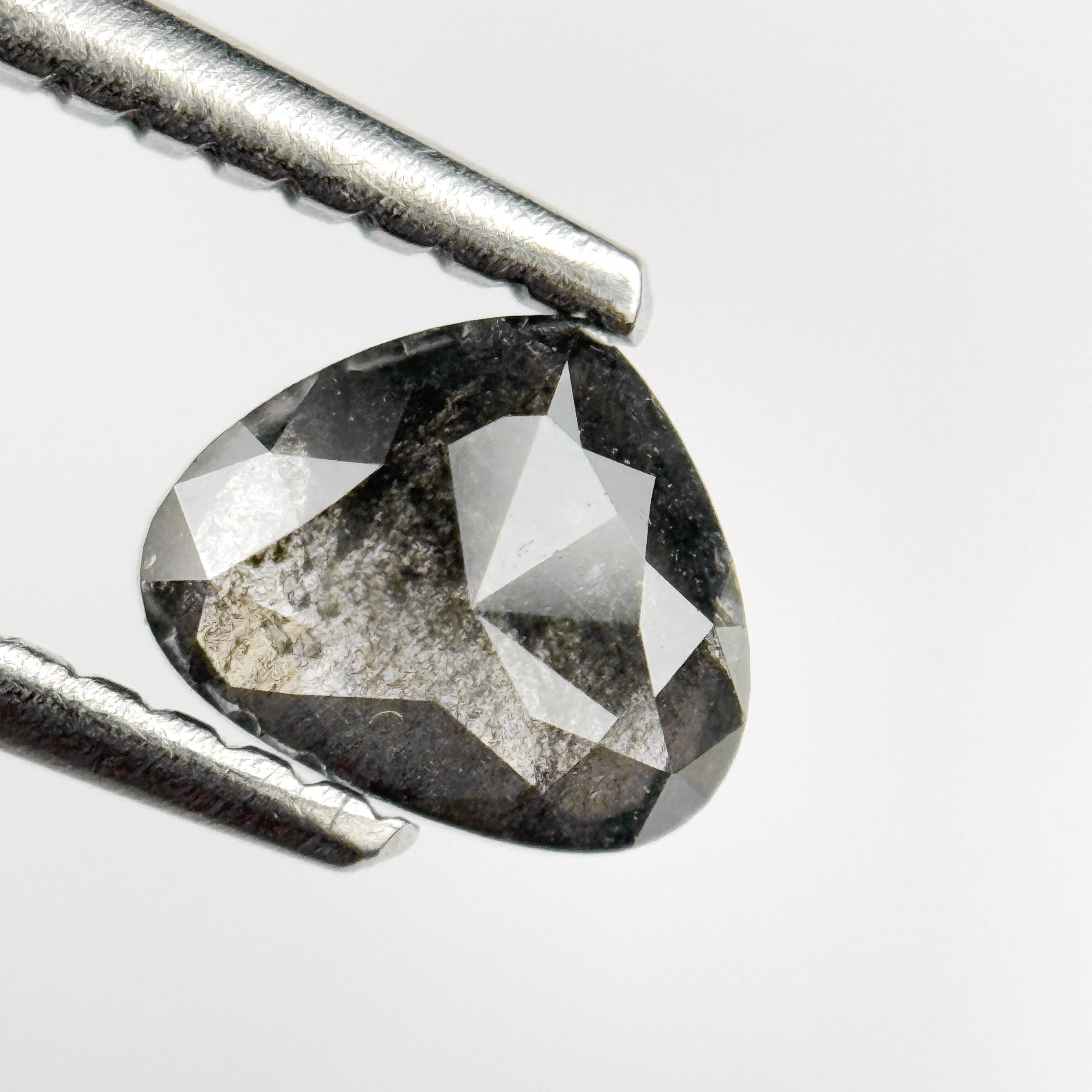 0.65 Ct Heart Rose Cut Grey Natural Salt and Pepper Diamond
