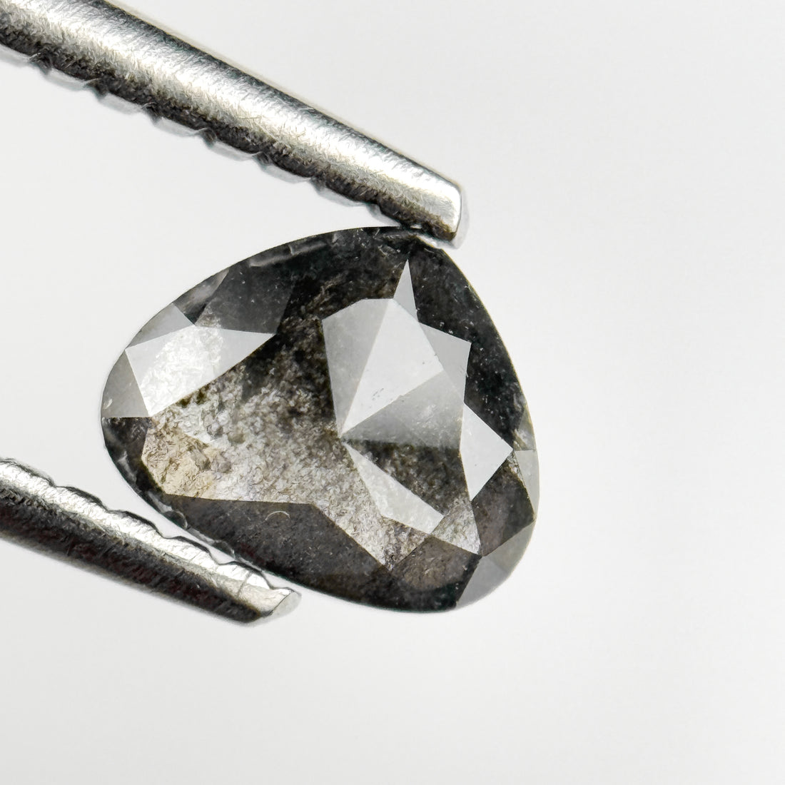 0.65 Ct Heart Rose Cut Grey Natural Salt and Pepper Diamond