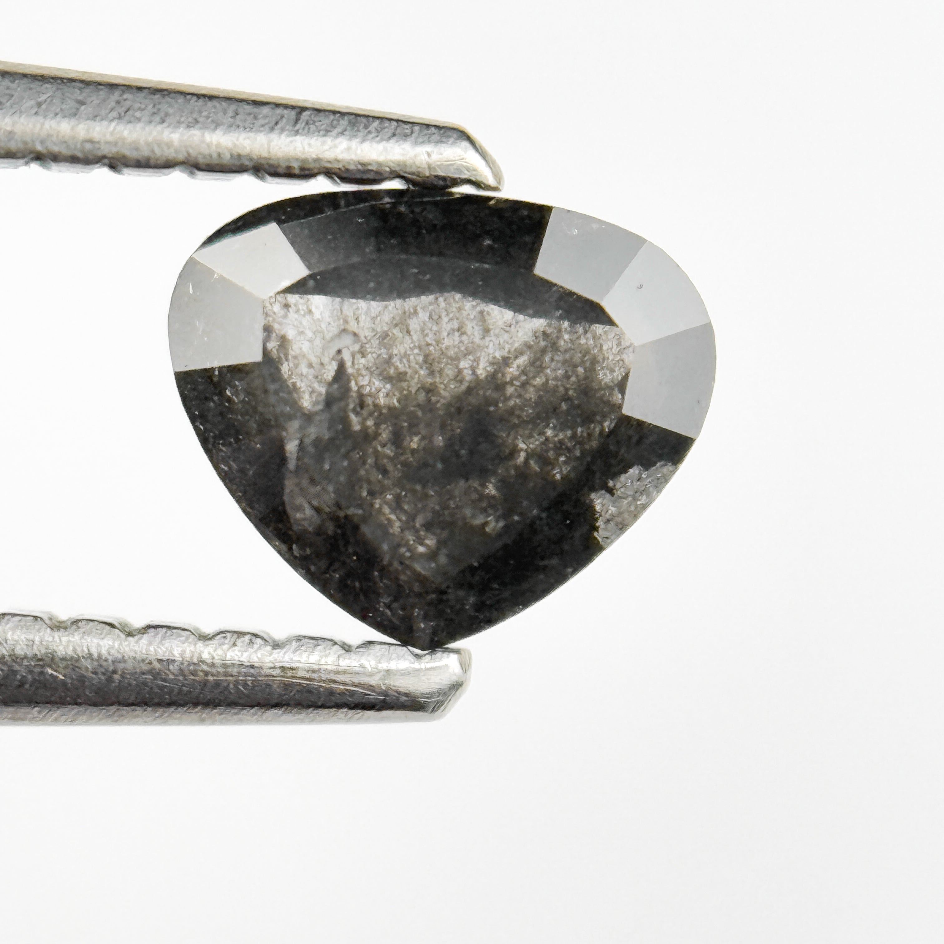 0.65 Ct Heart Rose Cut Grey Natural Salt and Pepper Diamond