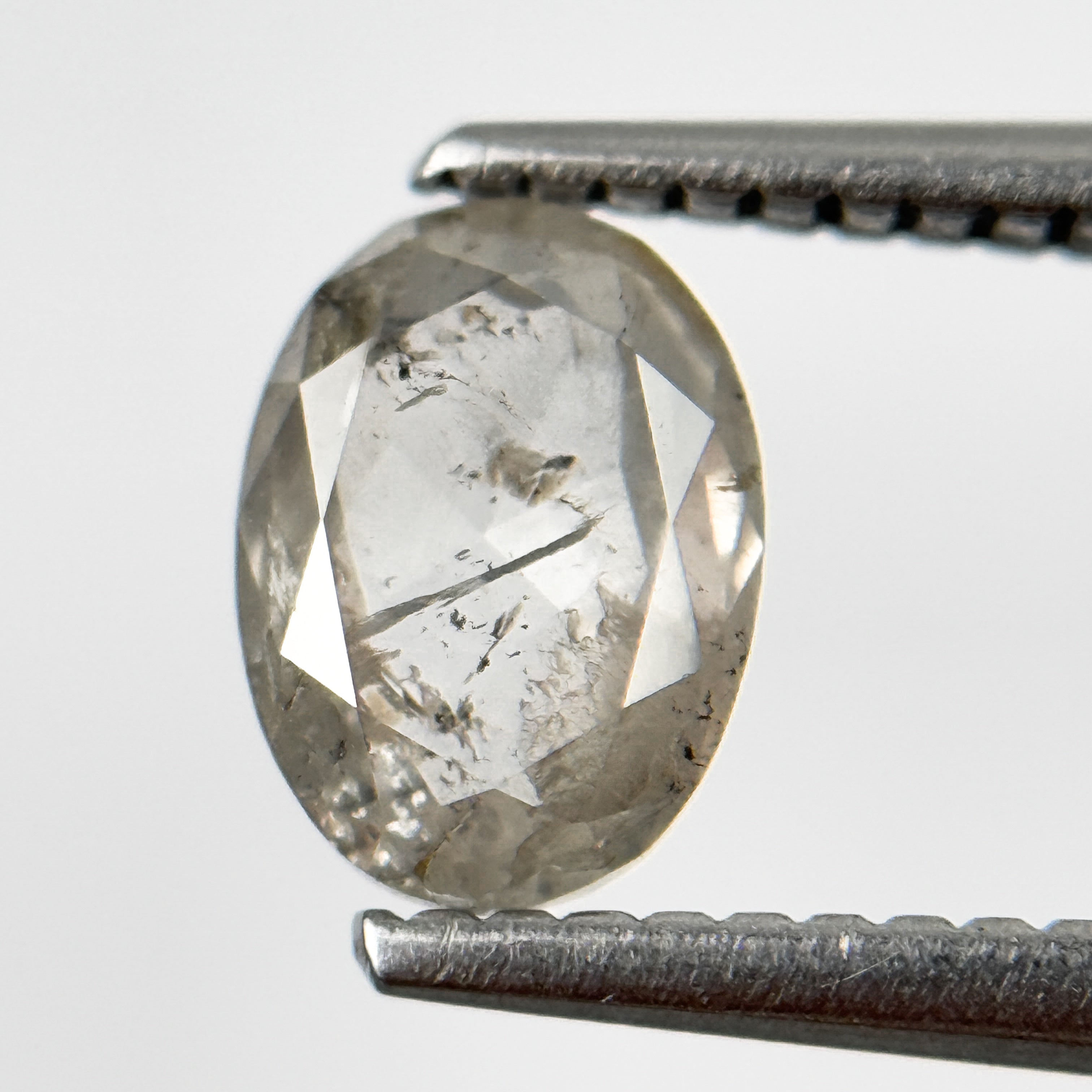 1.03 Ct Oval Rose Cut White Natural Salt and Pepper Diamond
