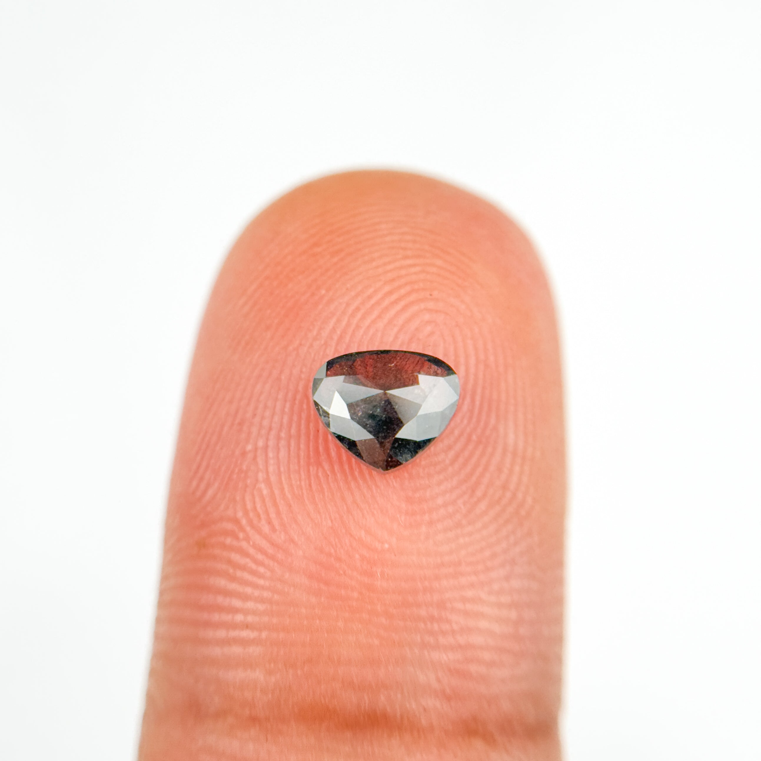 0.65 Ct Heart Rose Cut Grey Natural Salt and Pepper Diamond