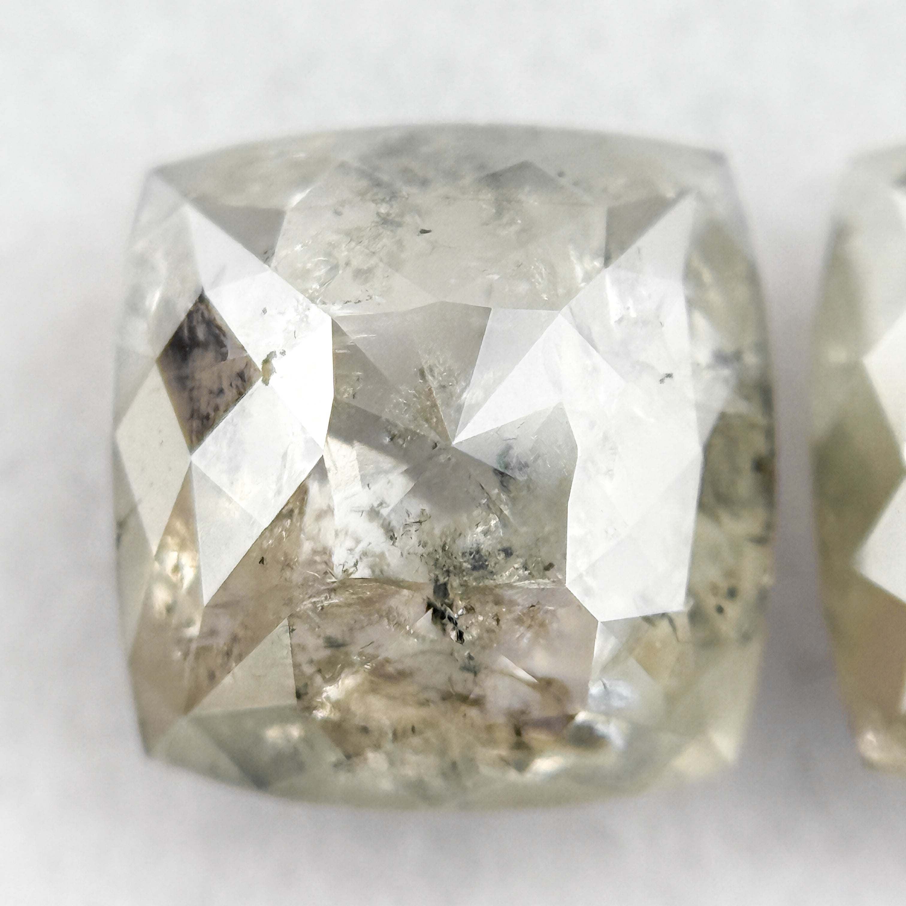 3.71 Ct Cushion Rose Cut Grey Natural Salt and Pepper Diamond