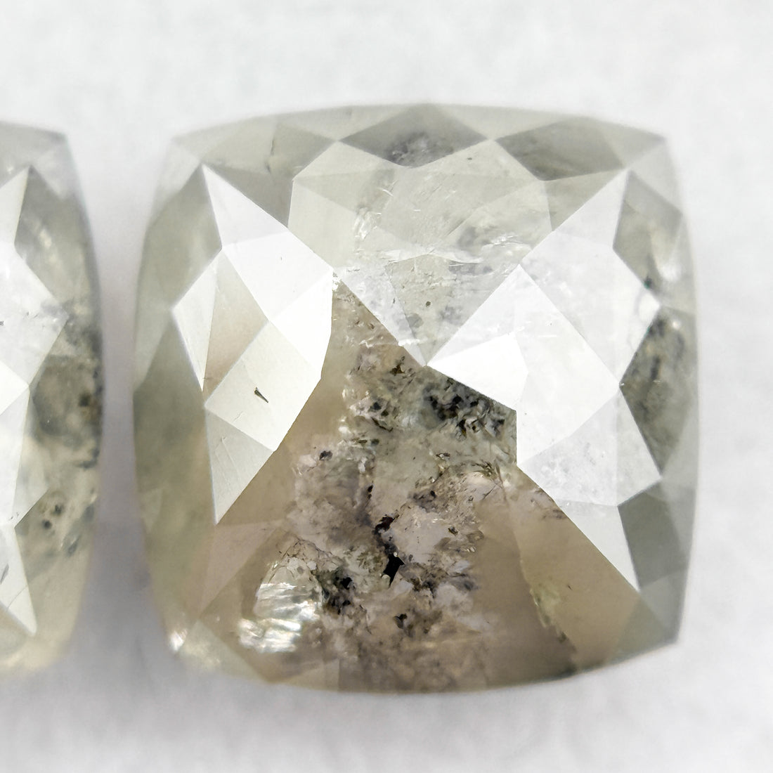 3.71 Ct Cushion Rose Cut Grey Natural Salt and Pepper Diamond