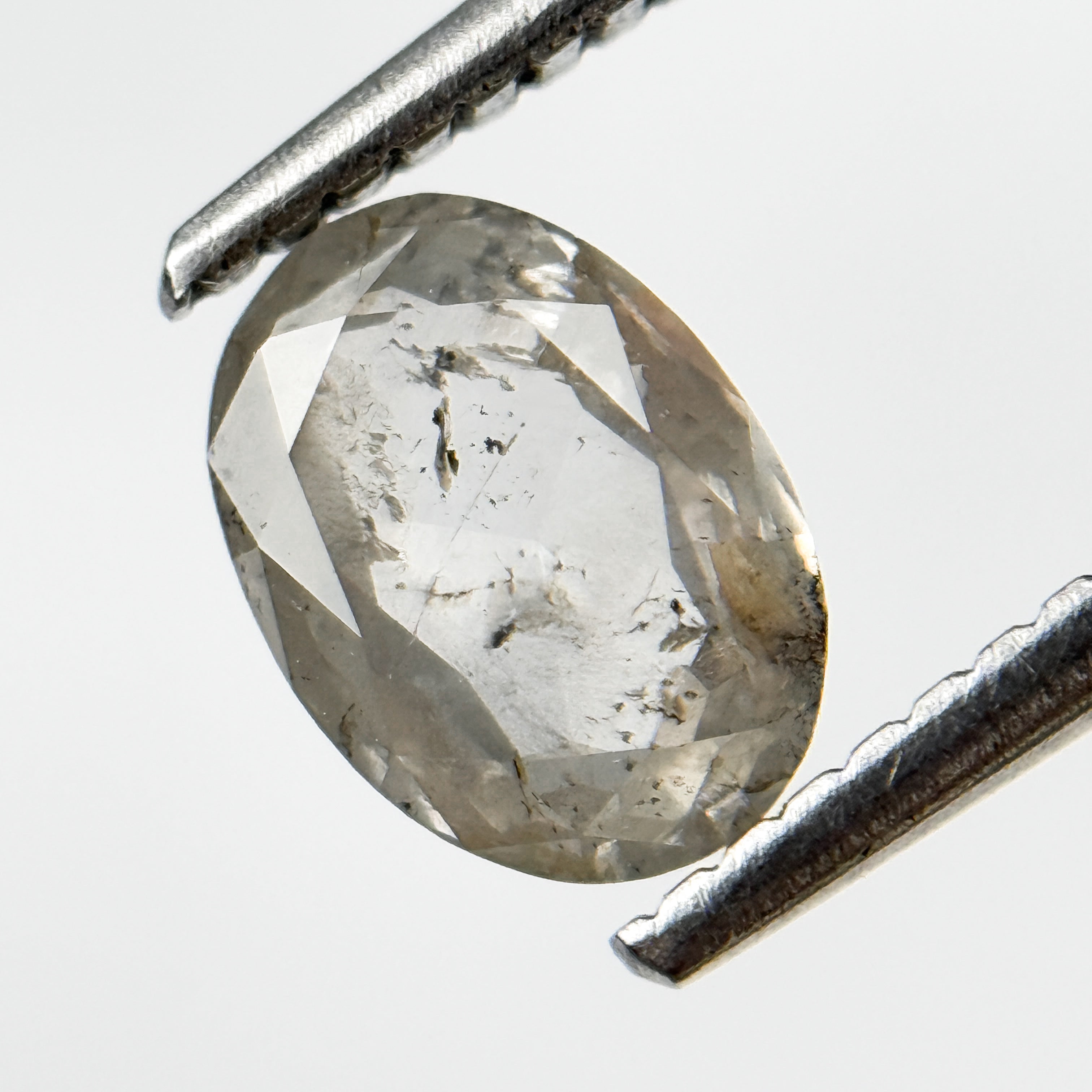 1.03 Ct Oval Rose Cut White Natural Salt and Pepper Diamond