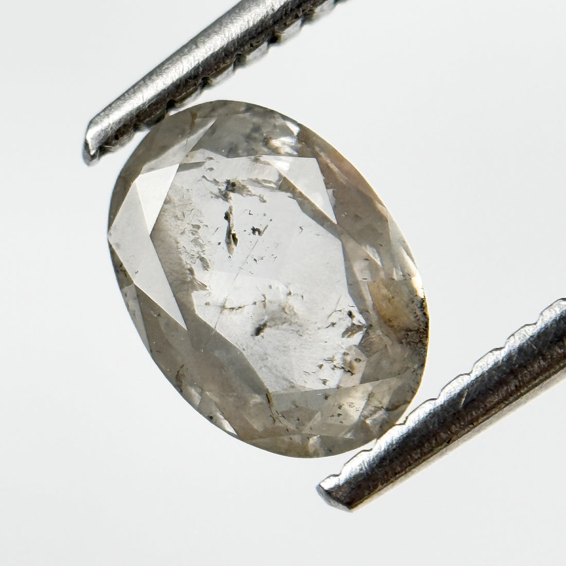 1.03 Ct Oval Rose Cut White Natural Salt and Pepper Diamond