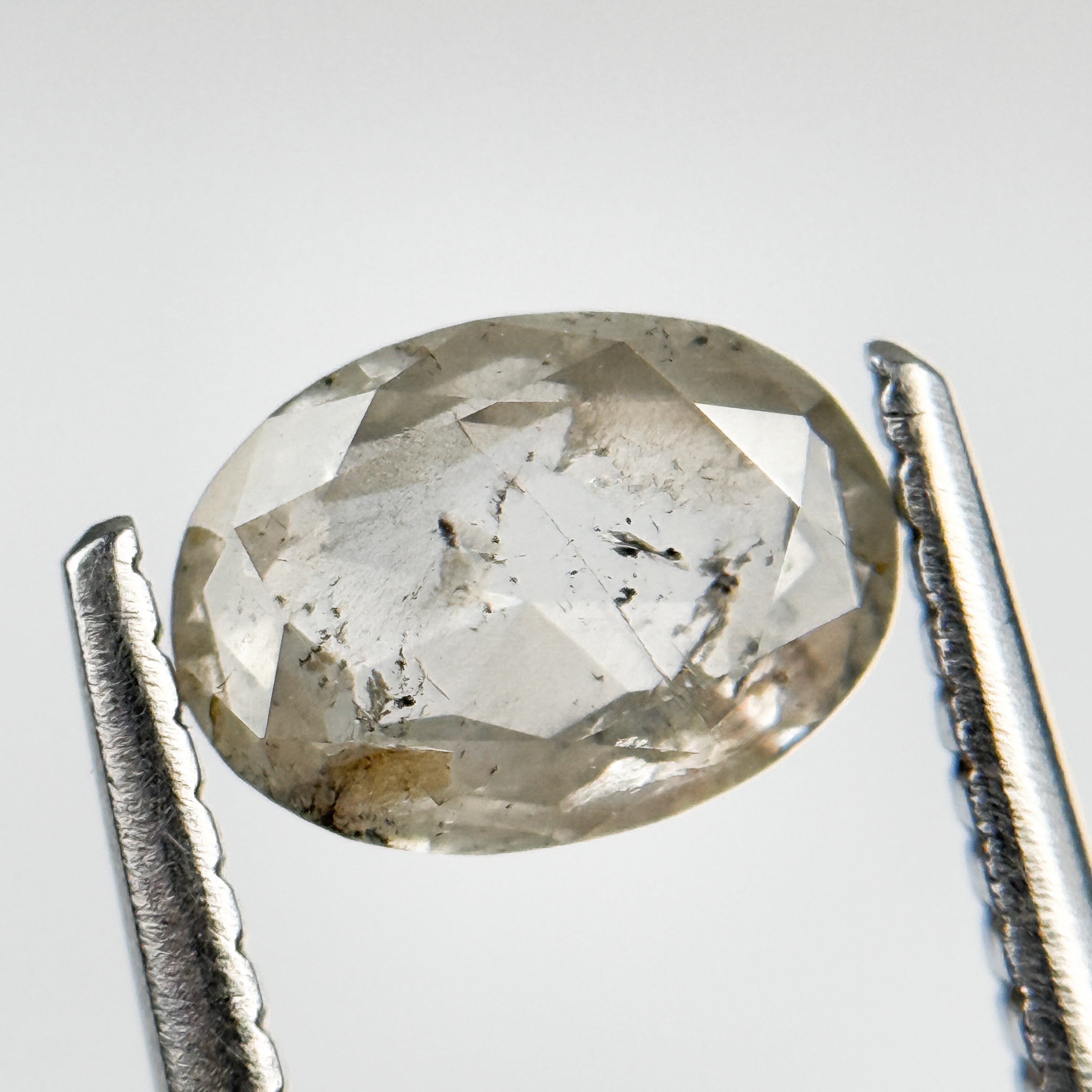 1.03 Ct Oval Rose Cut White Natural Salt and Pepper Diamond