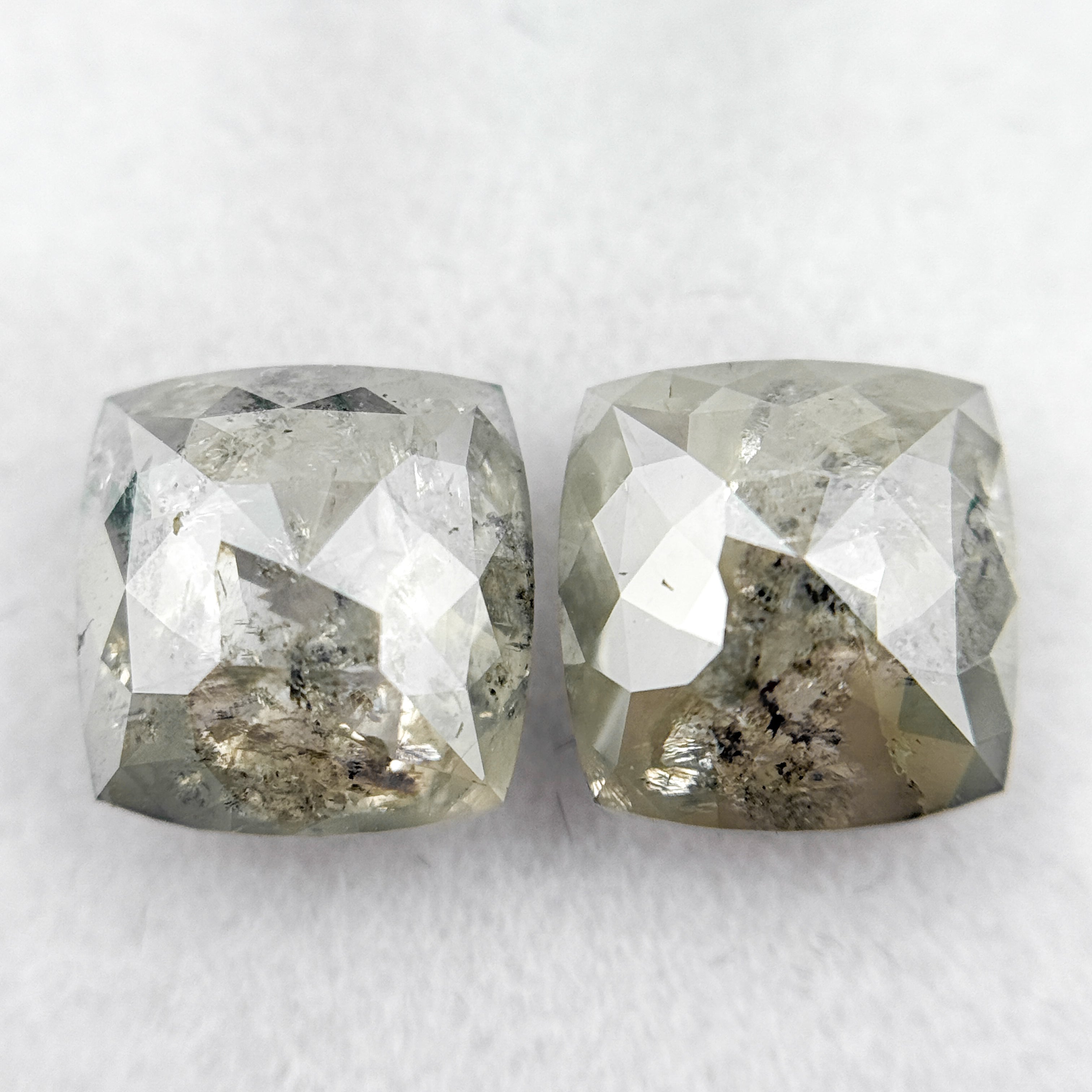 3.71 Ct Cushion Rose Cut Grey Natural Salt and Pepper Diamond