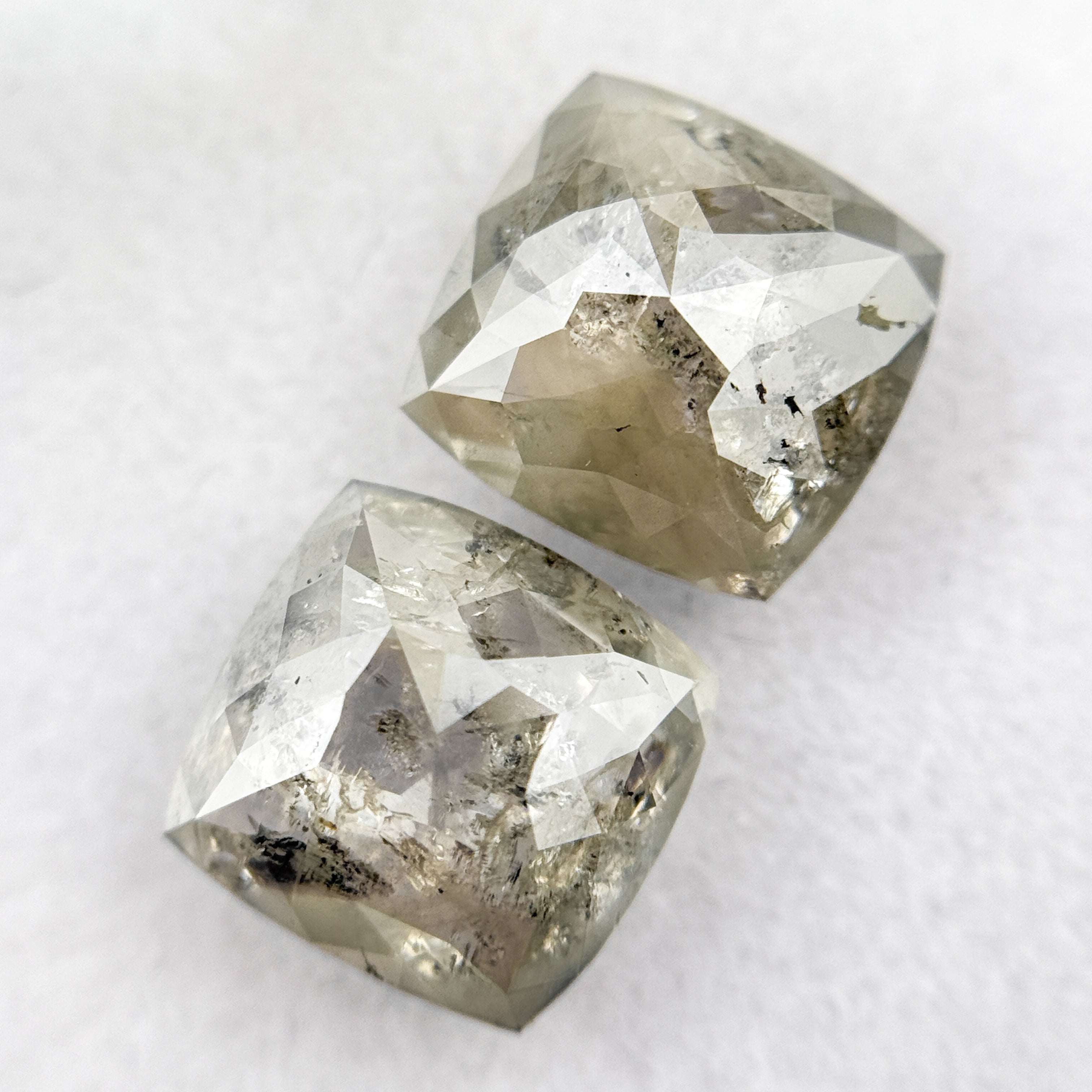3.71 Ct Cushion Rose Cut Grey Natural Salt and Pepper Diamond