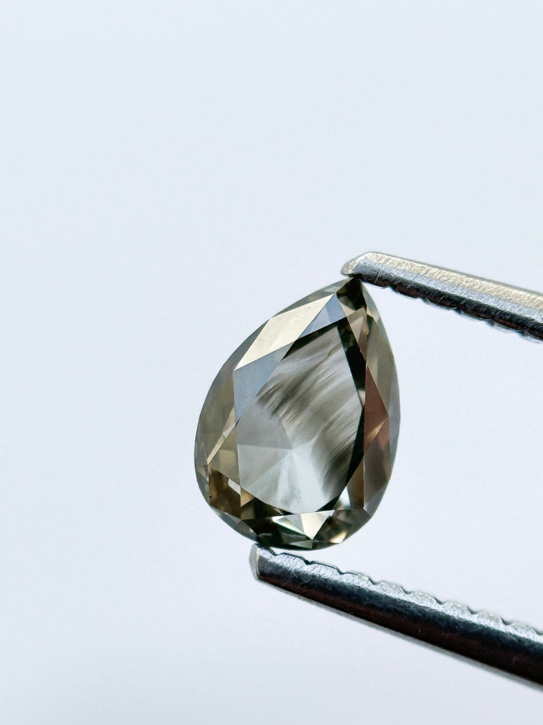 0.82 Ct Pear Rose Cut Grey Natural Galaxy Diamond