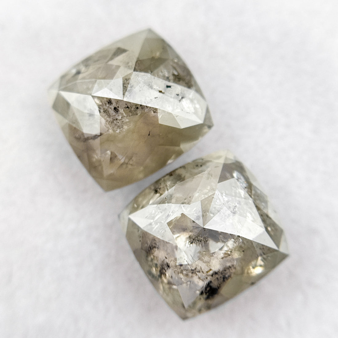 3.71 Ct Cushion Rose Cut Grey Natural Salt and Pepper Diamond